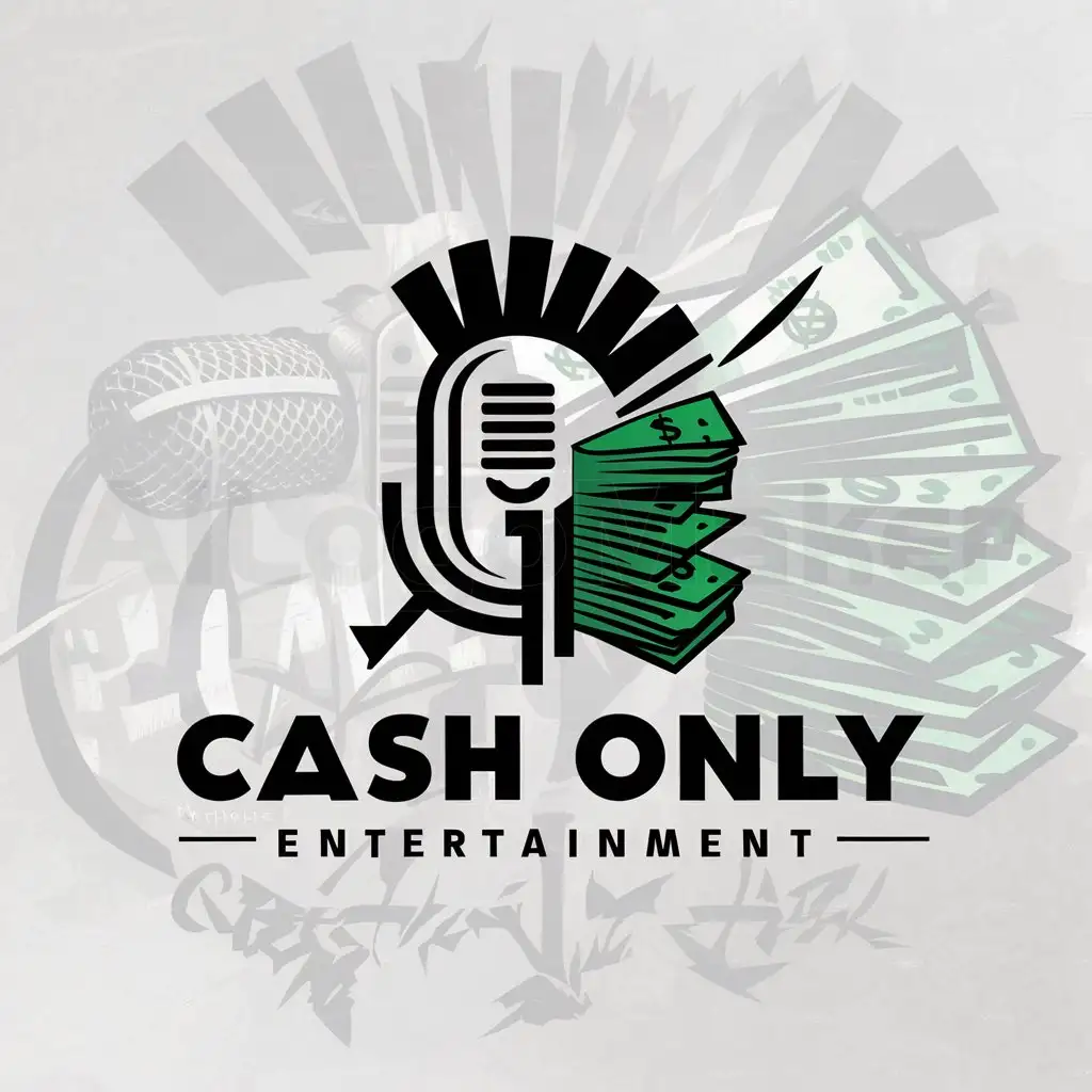 a logo design,with the text "Cash Only Entertainment", main symbol:underground hip hop, punk, cash elements fusion,Moderate,be used in music industry,clear background