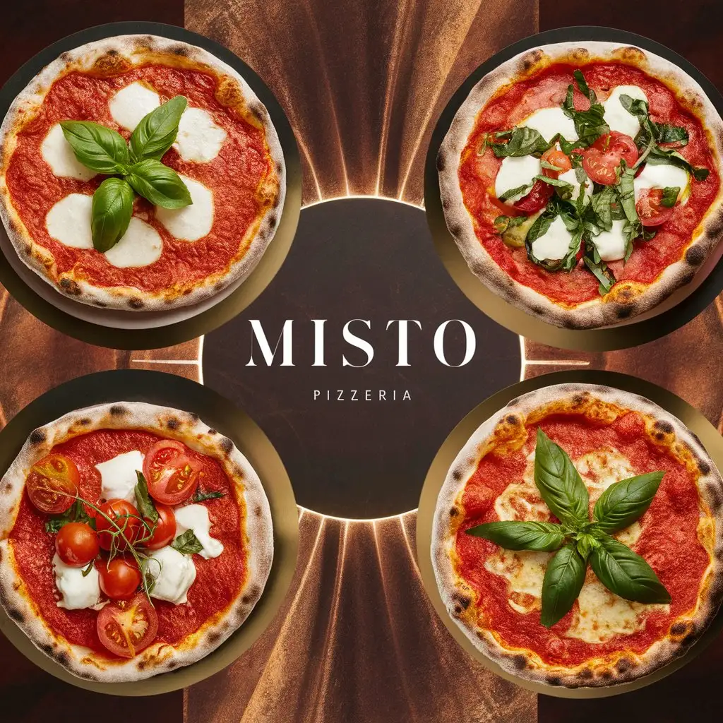 Misto Pizzeria, Pizza template elegant restaurant menu, clean restaurant menu, fancy restaurant menu, modern menu, Margherita Pizza