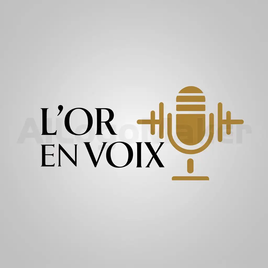 a logo design,with the text "L'Or en Voix", main symbol:microphone, sound wave,Minimalistic,be used in chant industry,clear background