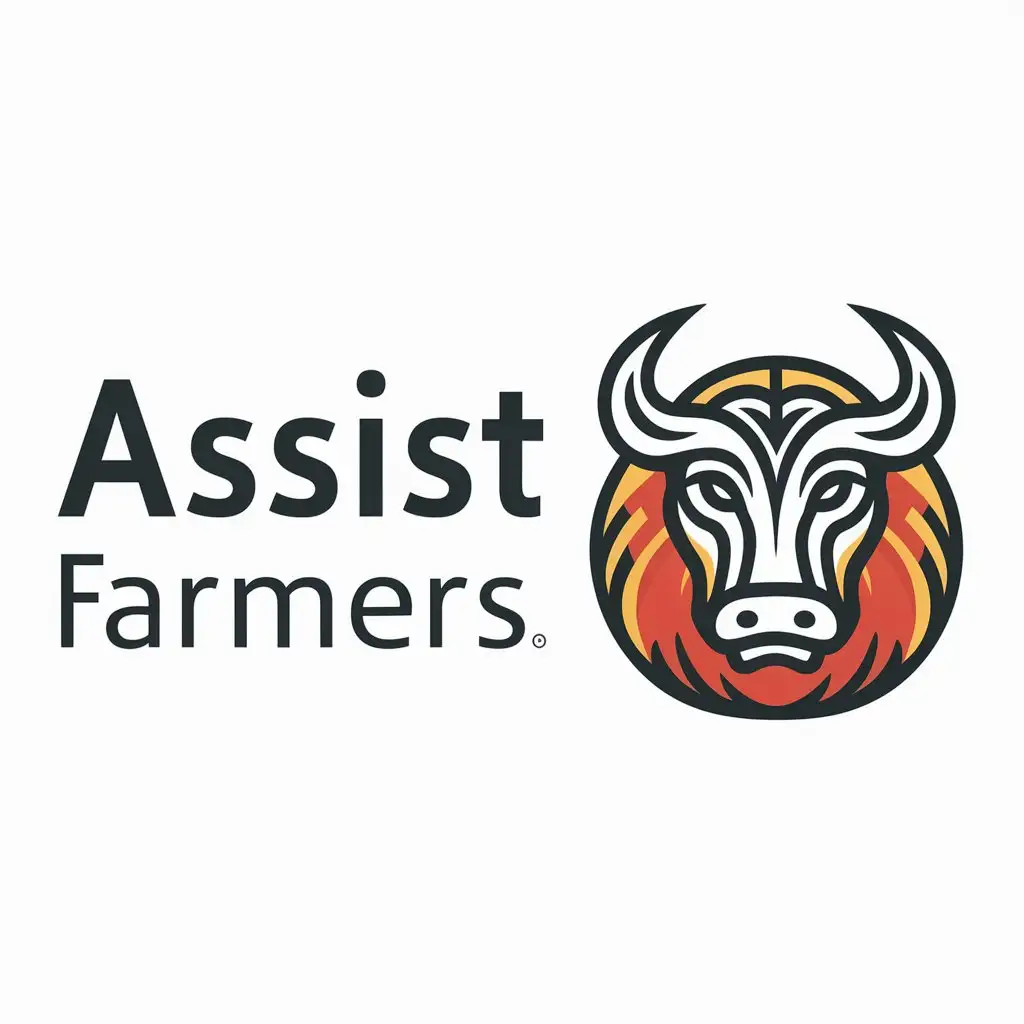 a logo design,with the text "assist farmers", main symbol:niu yang,complex,be used in Retail industry,clear background