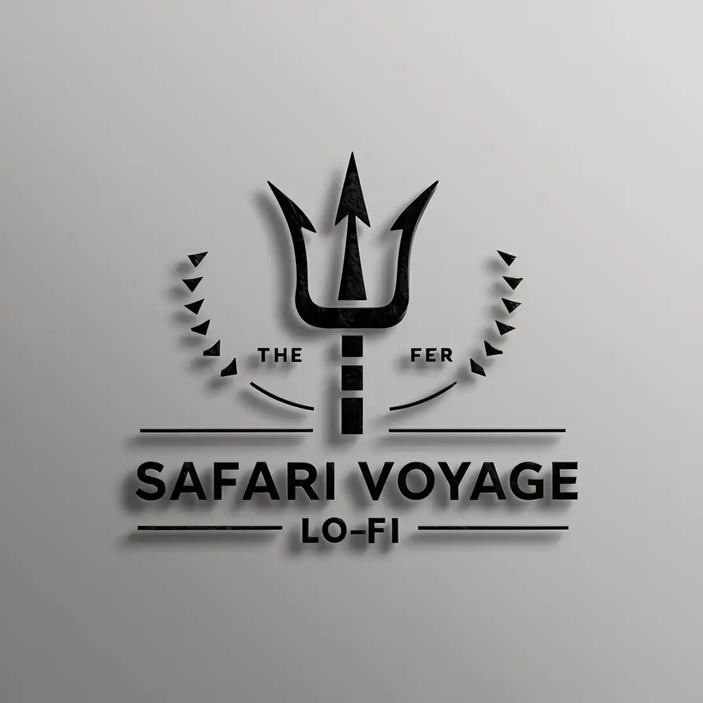 a logo design,with the text "Safari Voyage lo-fi", main symbol:hunting trident spear,Minimalistic,be used in Entertainment industry,clear background