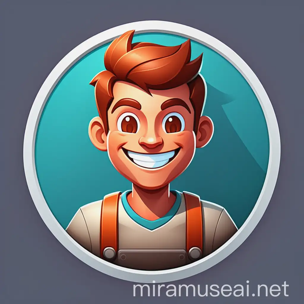 Friendly Smiling Civilian Round Video Game Icon