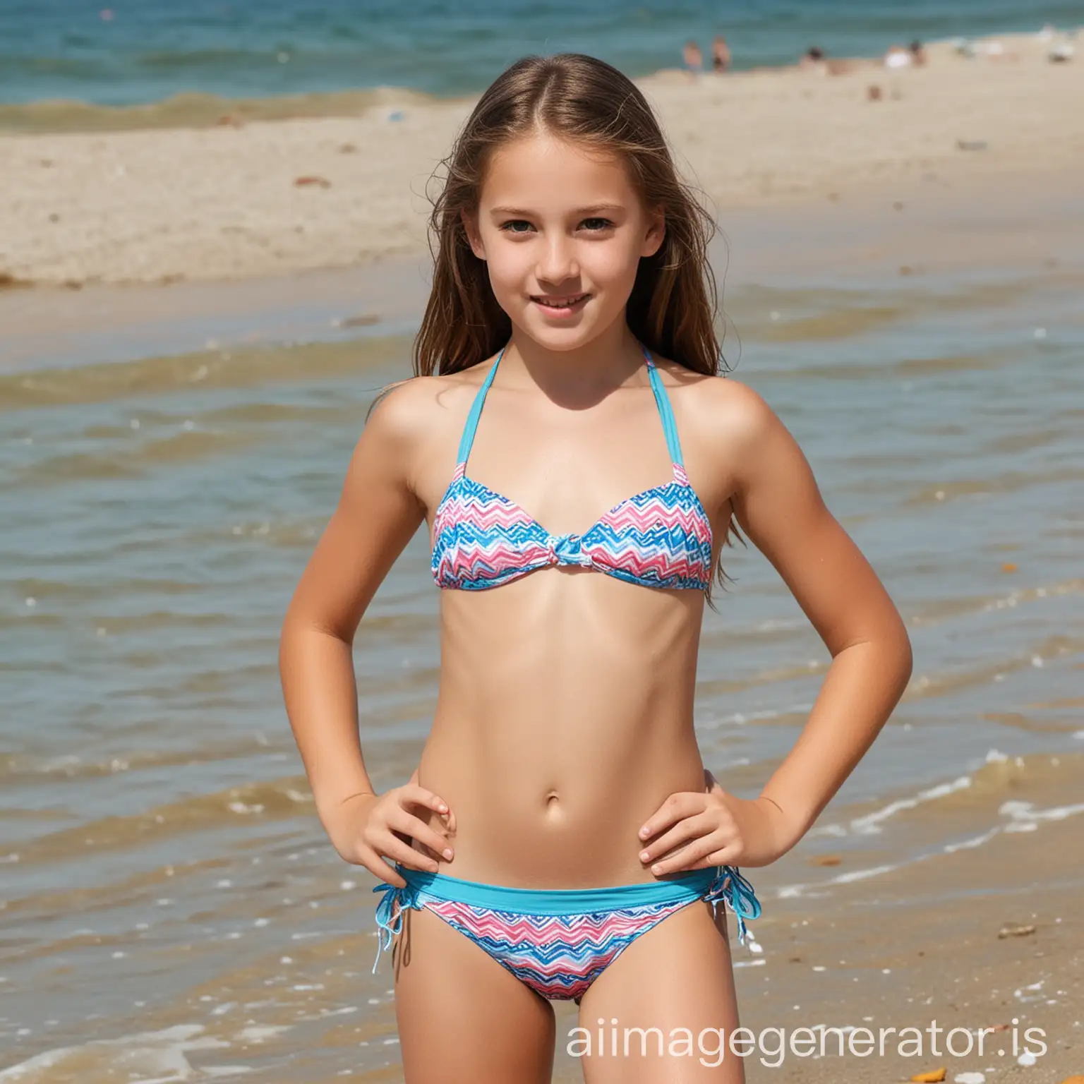 european preteen in bikini at the beach