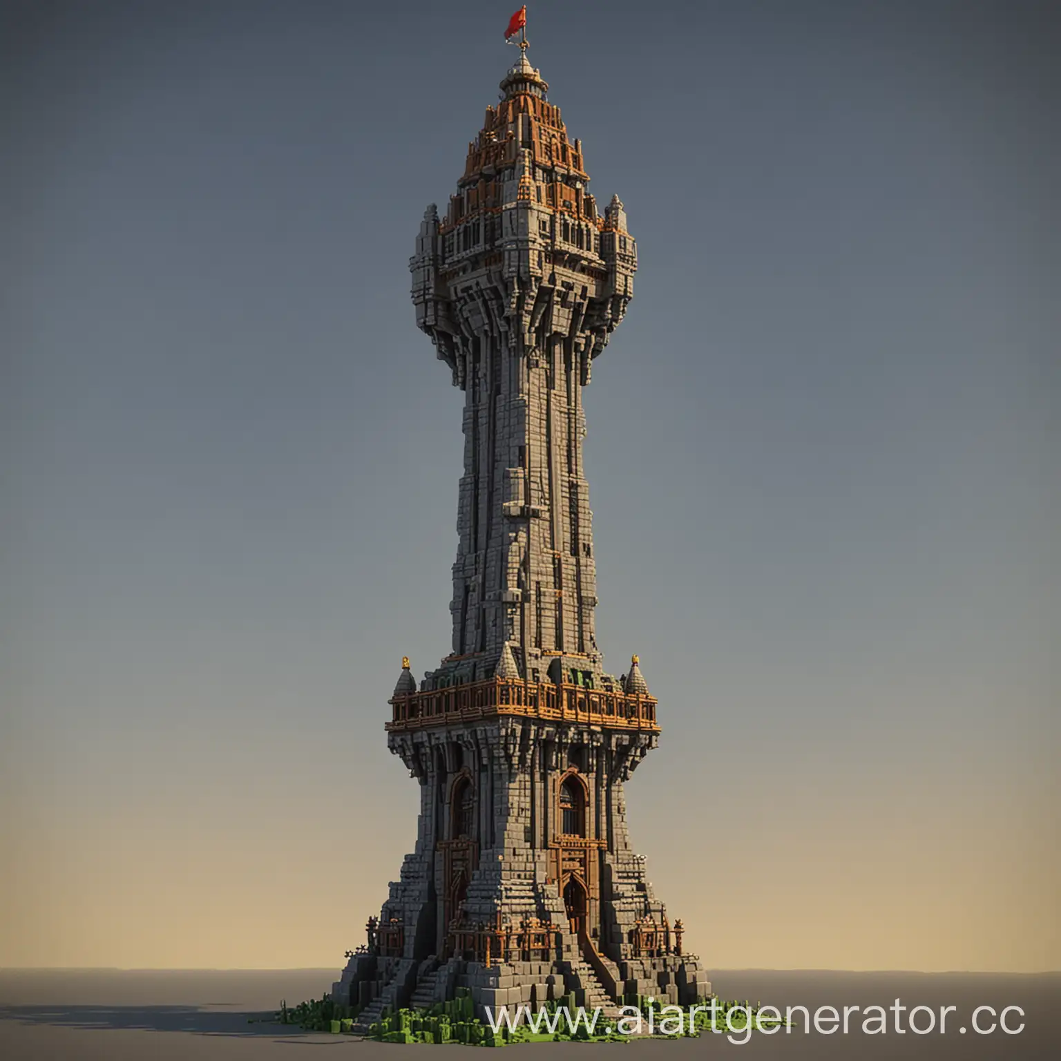 Minecraft-Tower-with-Hovering-Blocks-3D-Model