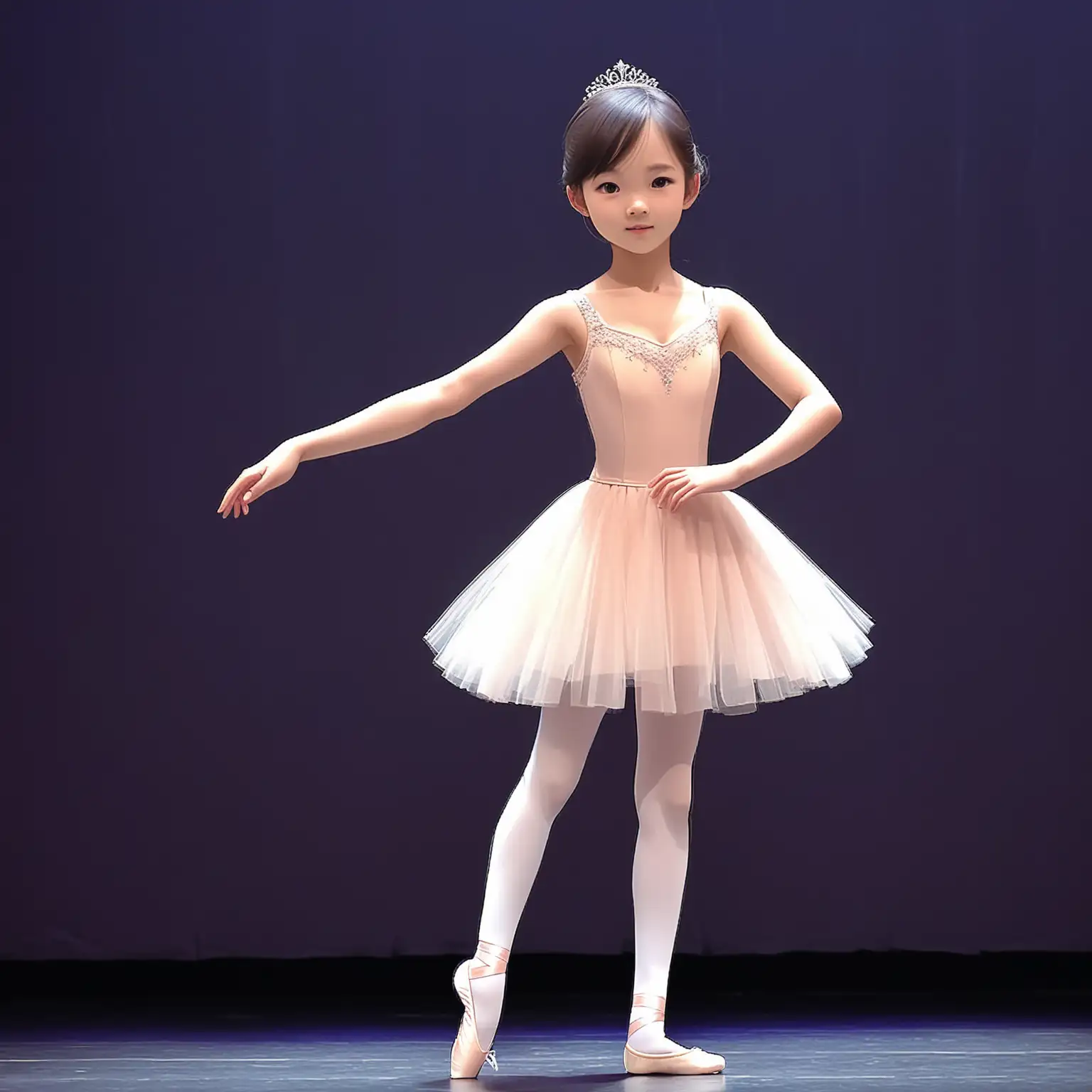 Young Ballerina in Elegant Ballet Dress on Stage
