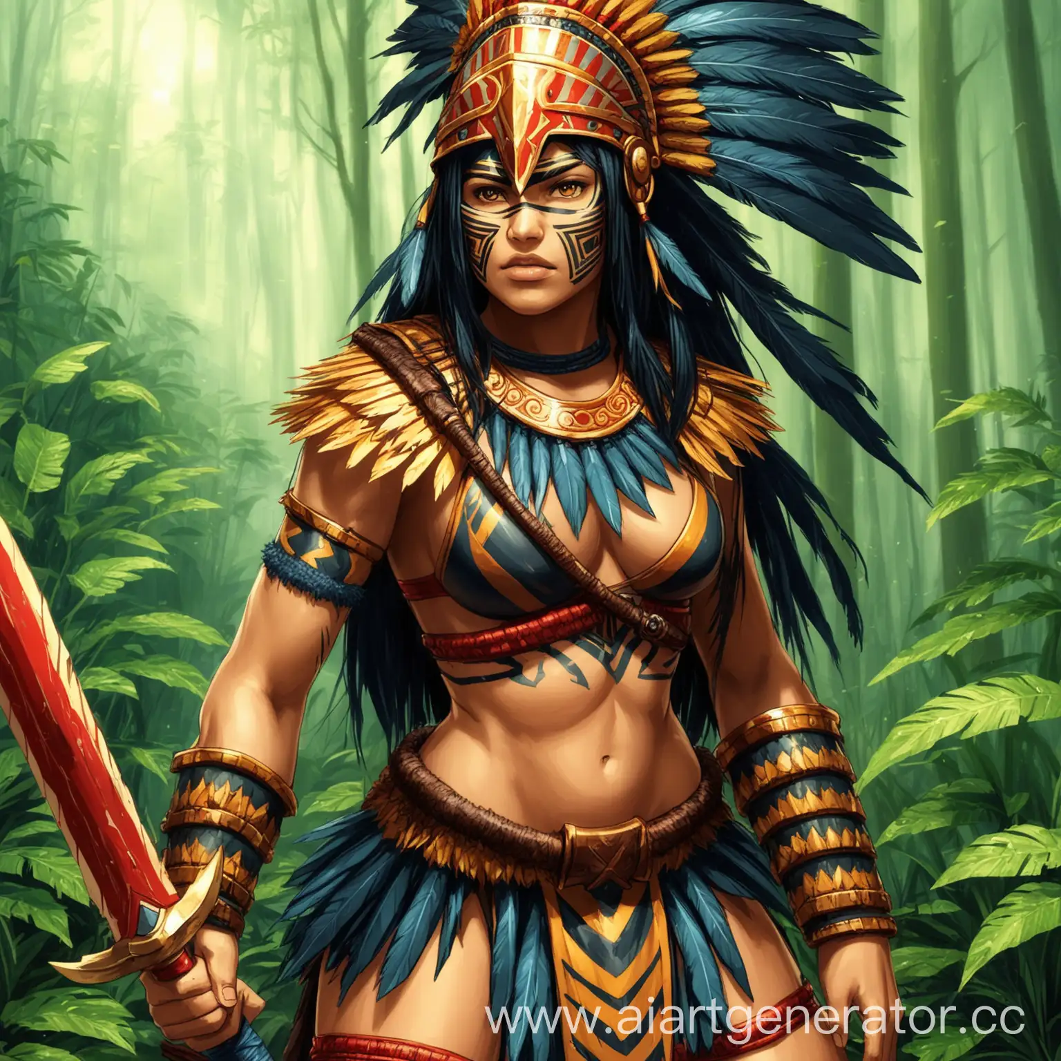 Female-Amazon-Warrior-in-Ancient-Forest-Battleground