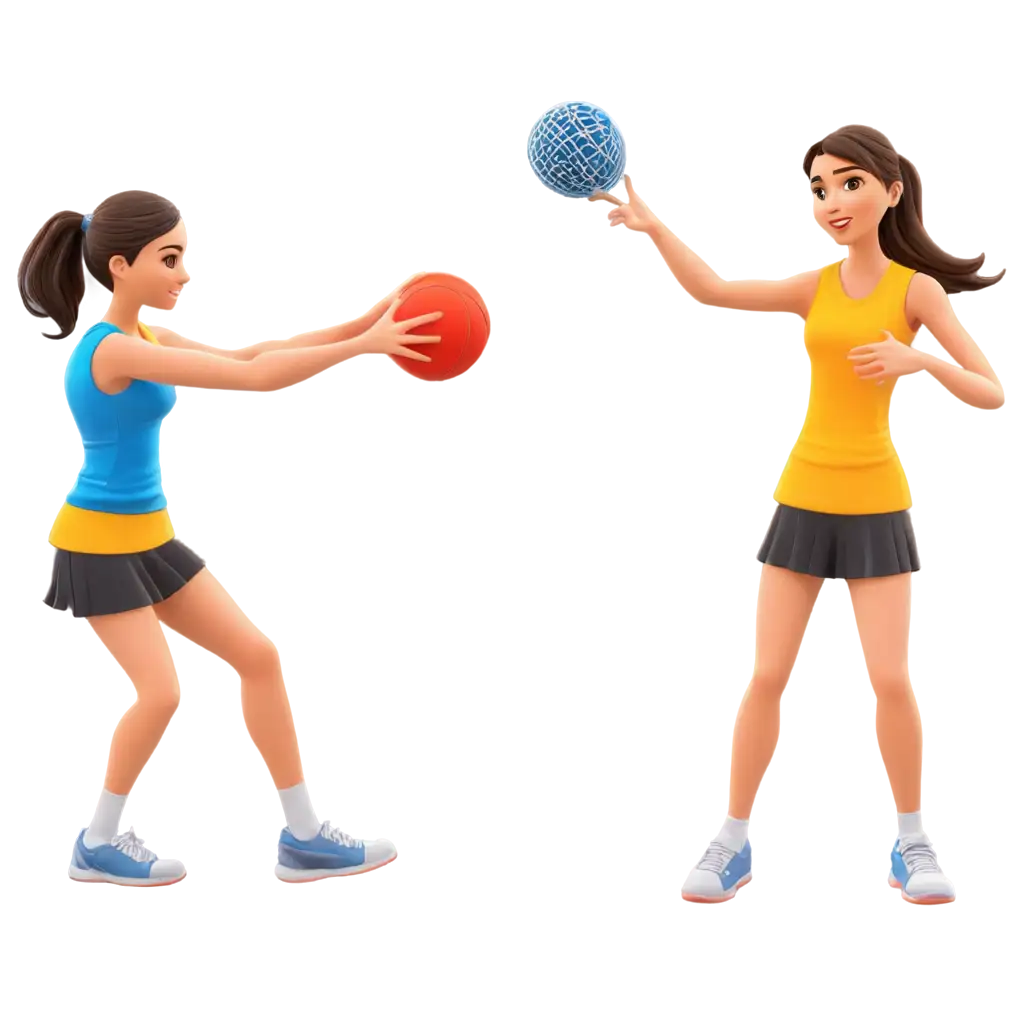 Vibrant-PNG-Illustration-Cartoon-Girl-Skillfully-Shooting-a-Netball