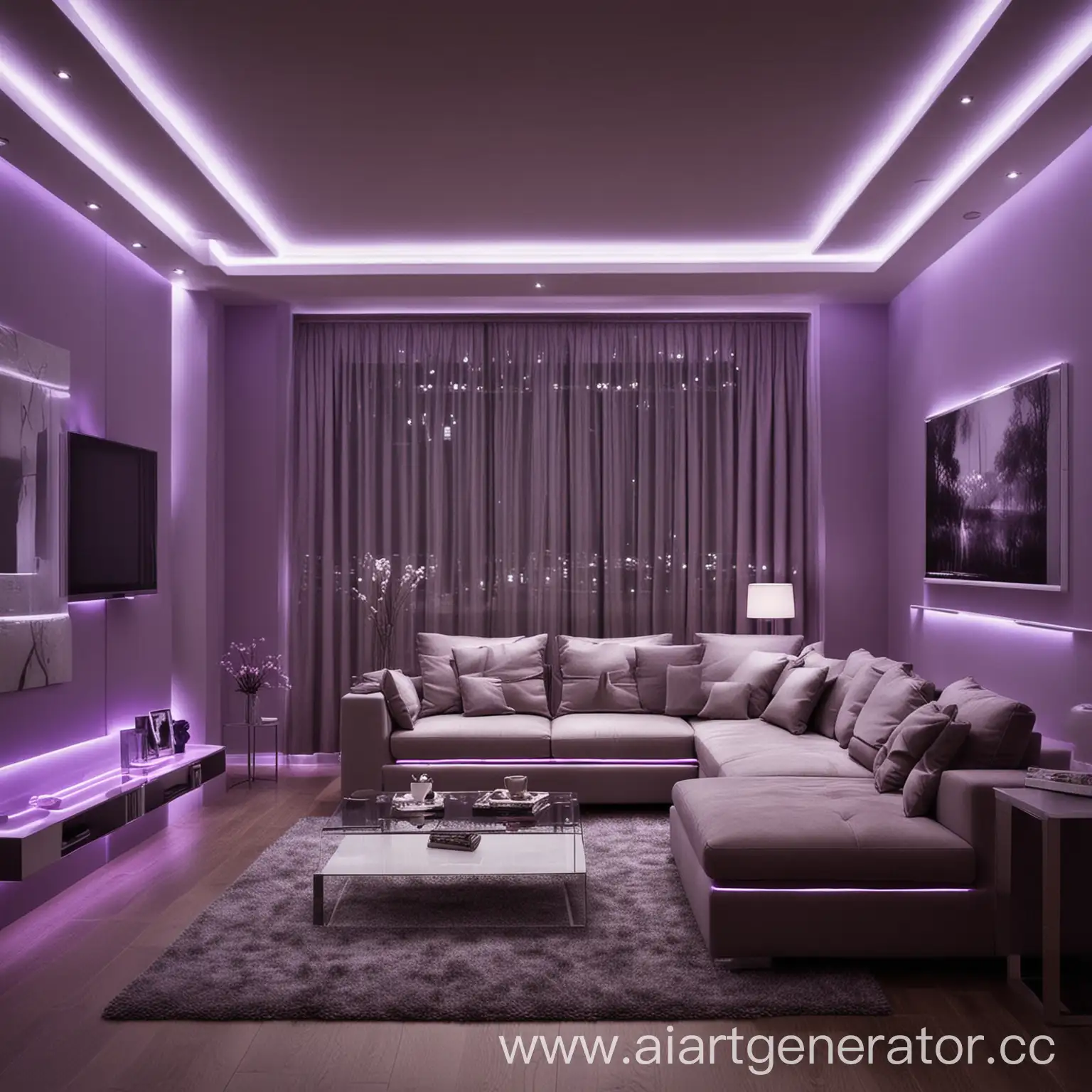 Interior-Design-with-LED-Strip-Lights-in-Dark-Bluish-Purple-Tones