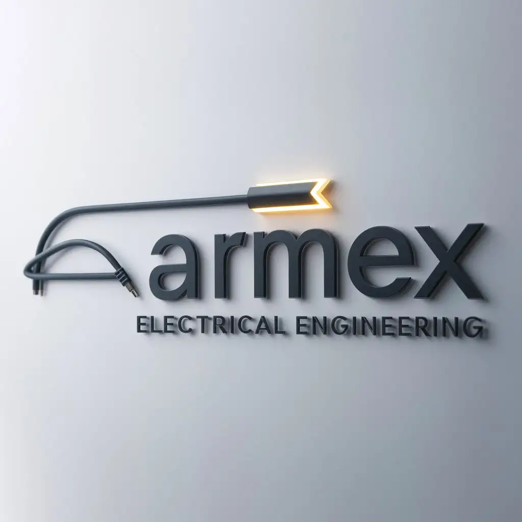 a logo design,with the text "Armex", main symbol:Cable and Light,Moderate,clear background