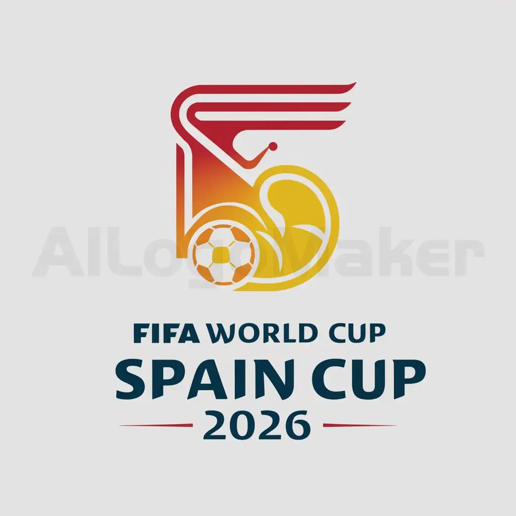 a logo design,with the text "Fifa world cup spain 2026", main symbol:Spain flagnBullnSoccer,Minimalistic,clear background