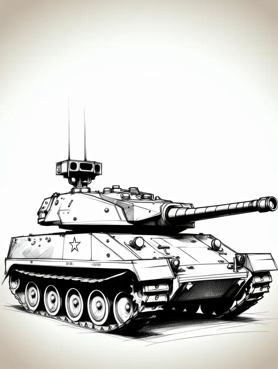 Sketch of Military Tank in Action