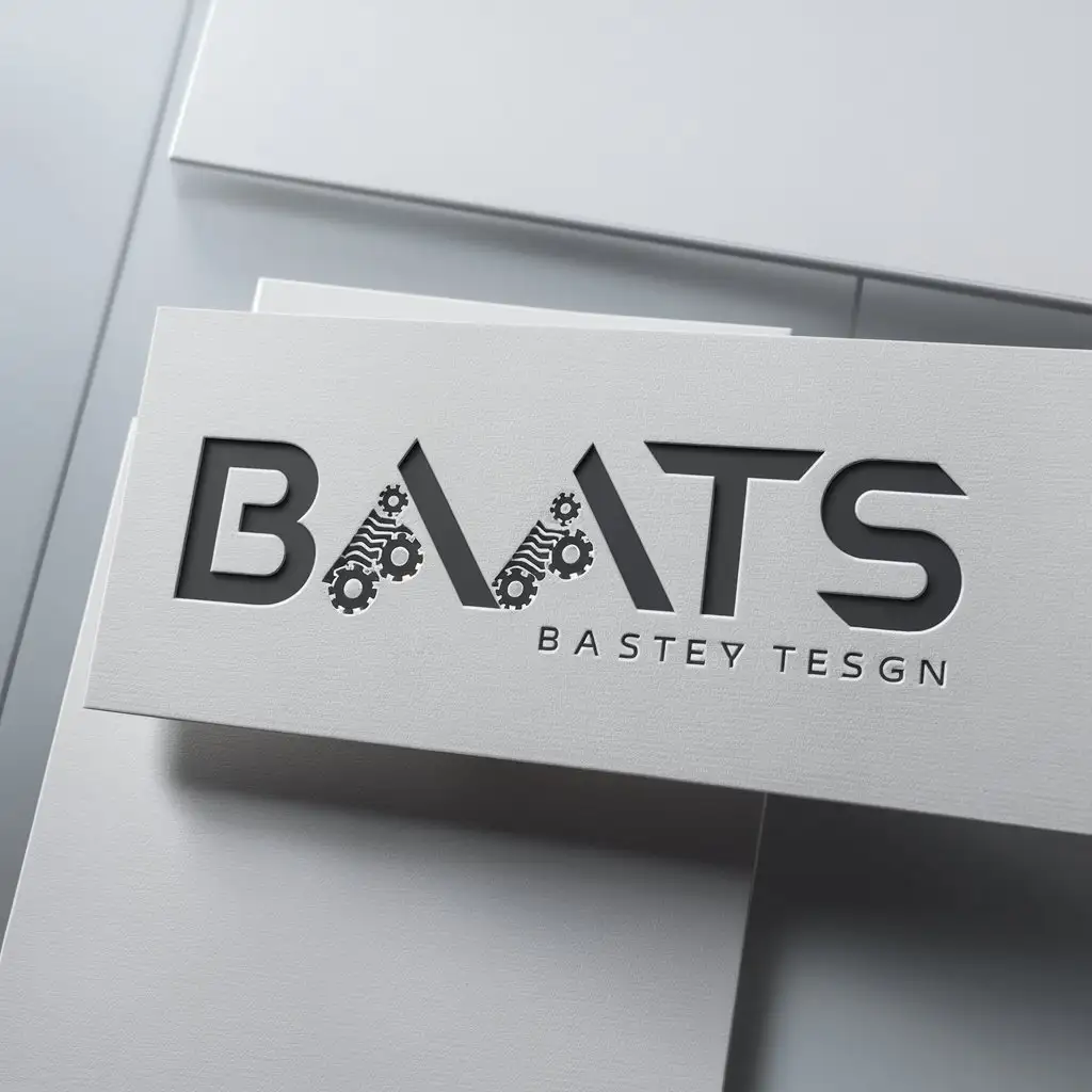 a logo design,with the text "BAATS", main symbol:this logo should have a wordmark with a Technology theme. must be a logo on the white stationery design mockup,Moderate,clear background