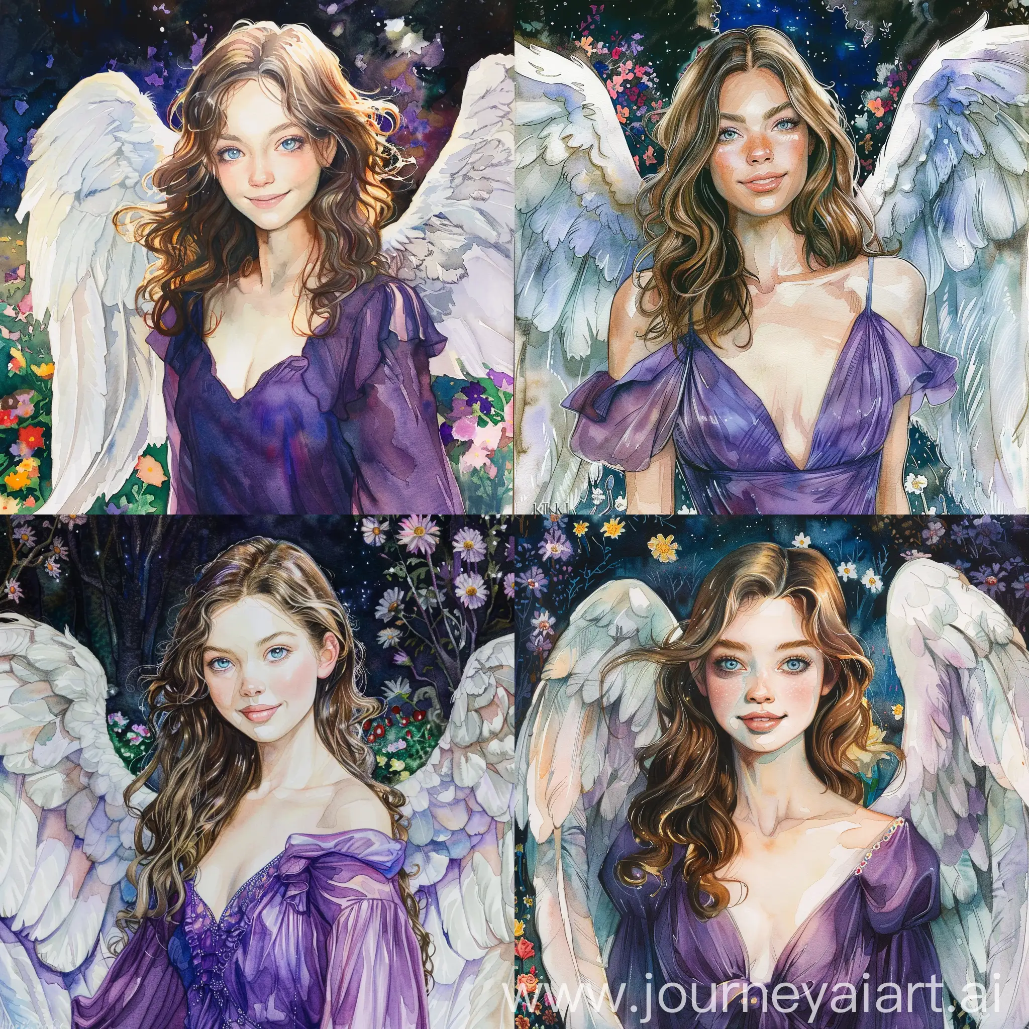 Graceful-Angel-Woman-with-Spread-Wings-in-Night-Garden-Portrait