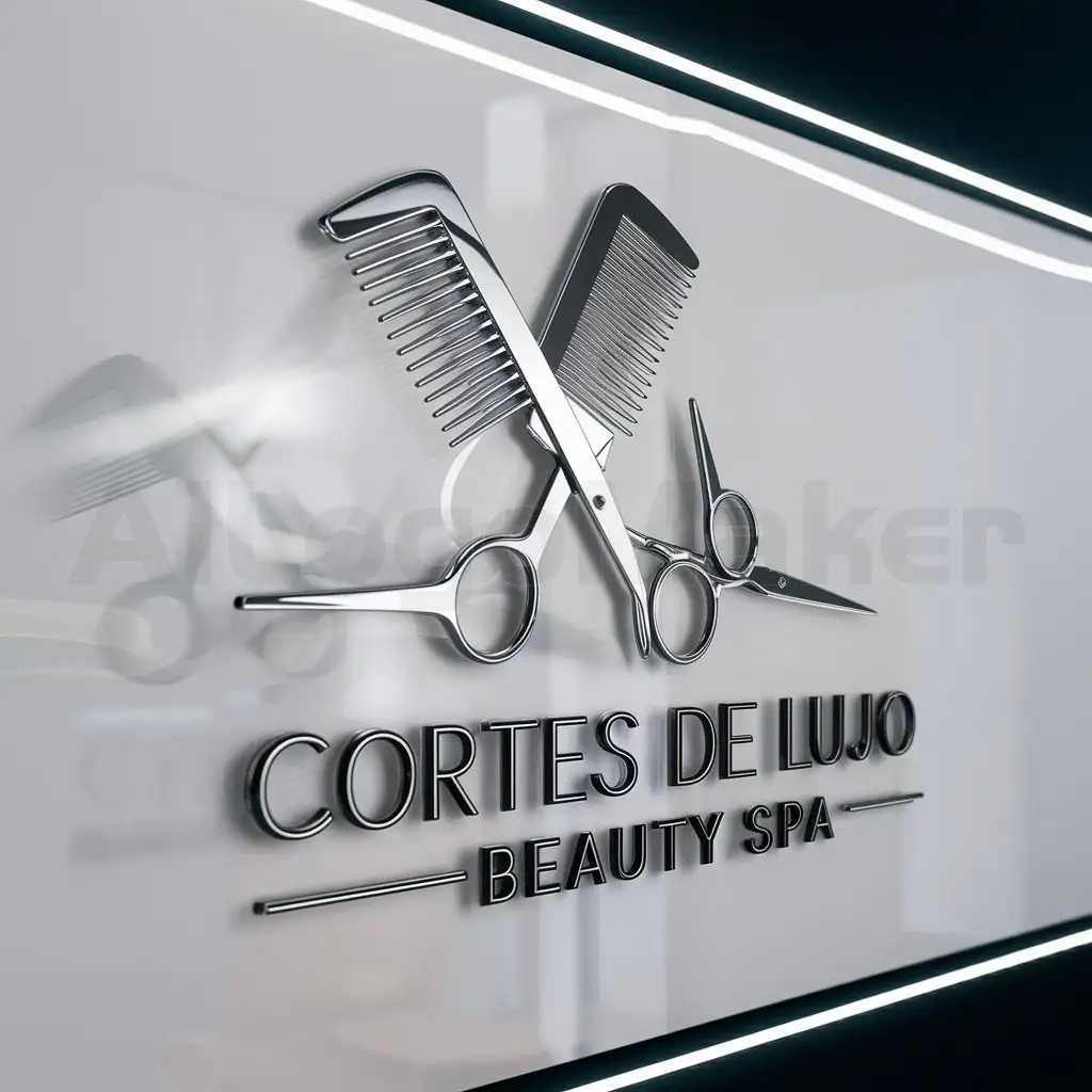 a logo design,with the text "cortes de lujo", main symbol:combs, scissors and hairs,complex,be used in Beauty Spa industry,clear background