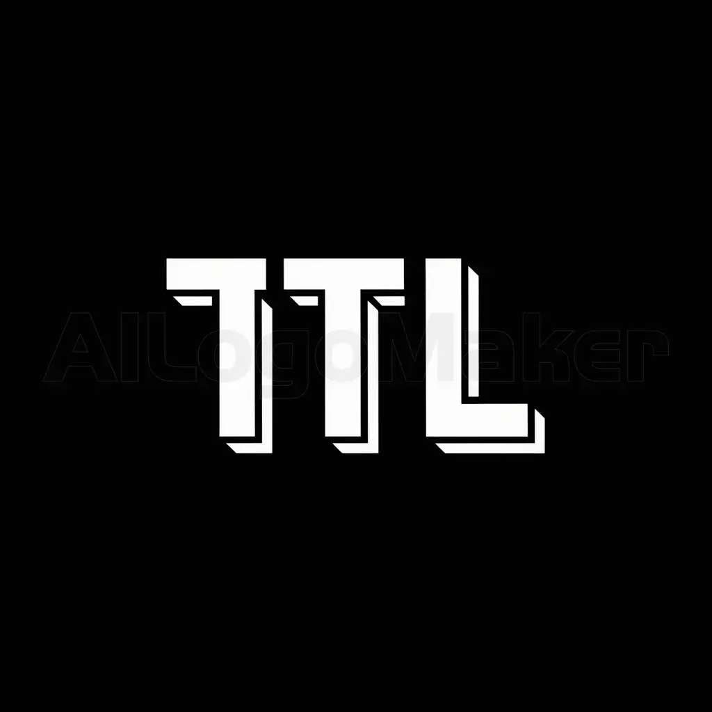 a logo design,with the text "TTL", main symbol:3D white letters T TL on black background,Minimalistic,be used in Others industry,clear background