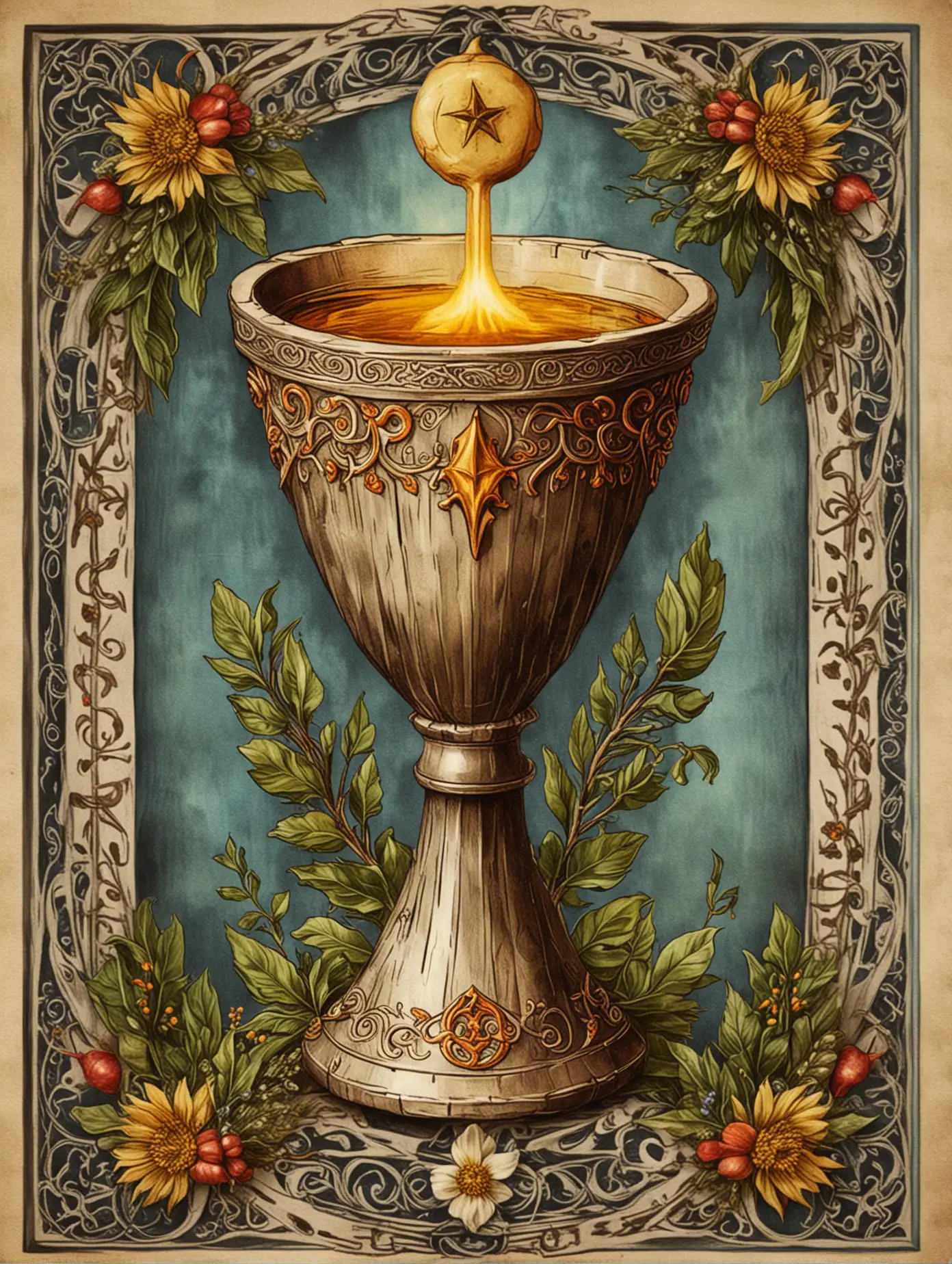 Slavic-Style-Tarot-Card-with-Symmetrical-Horn-of-Plenty-and-Chalice