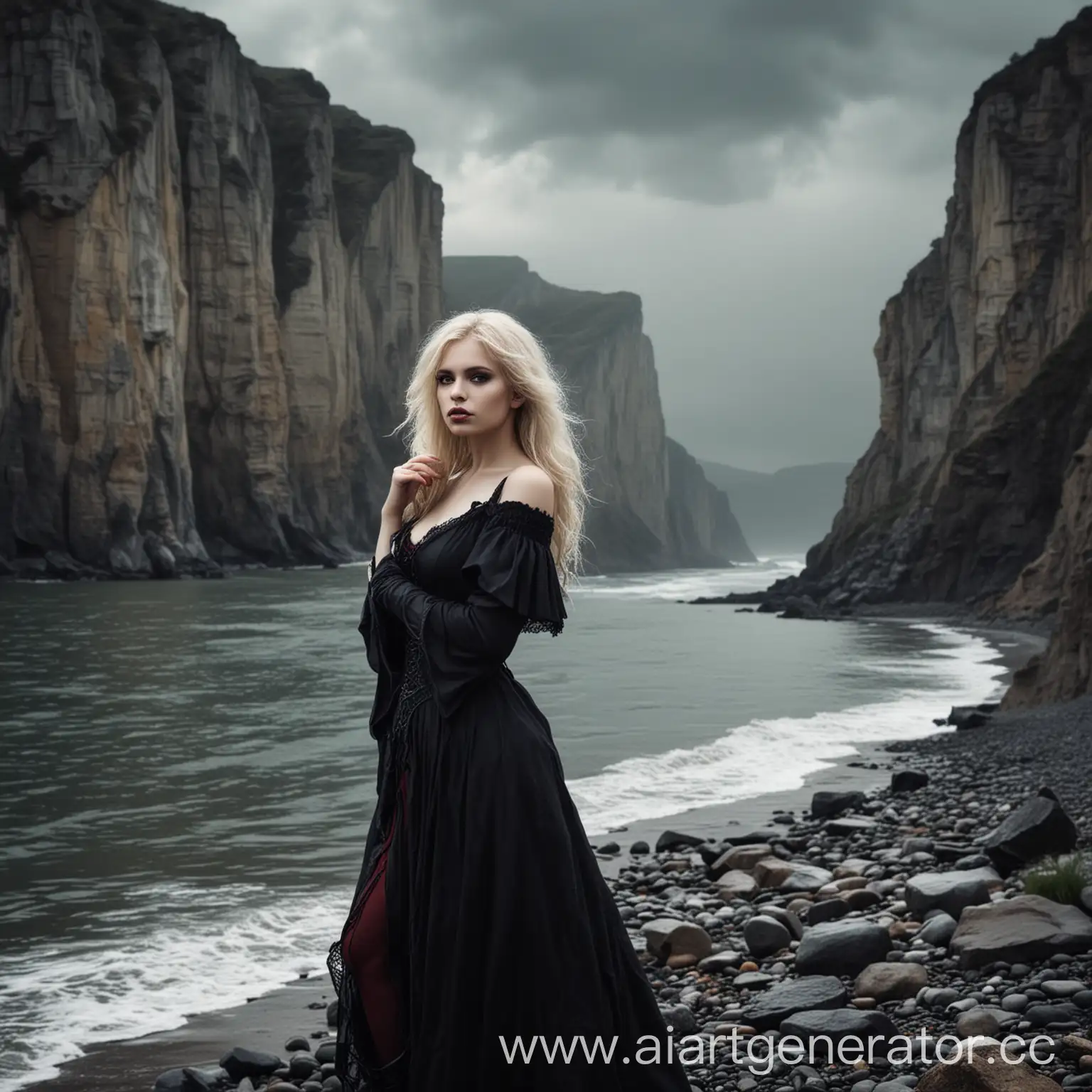 Blond-Vampire-on-the-Shore-near-Gloomy-Cliffs