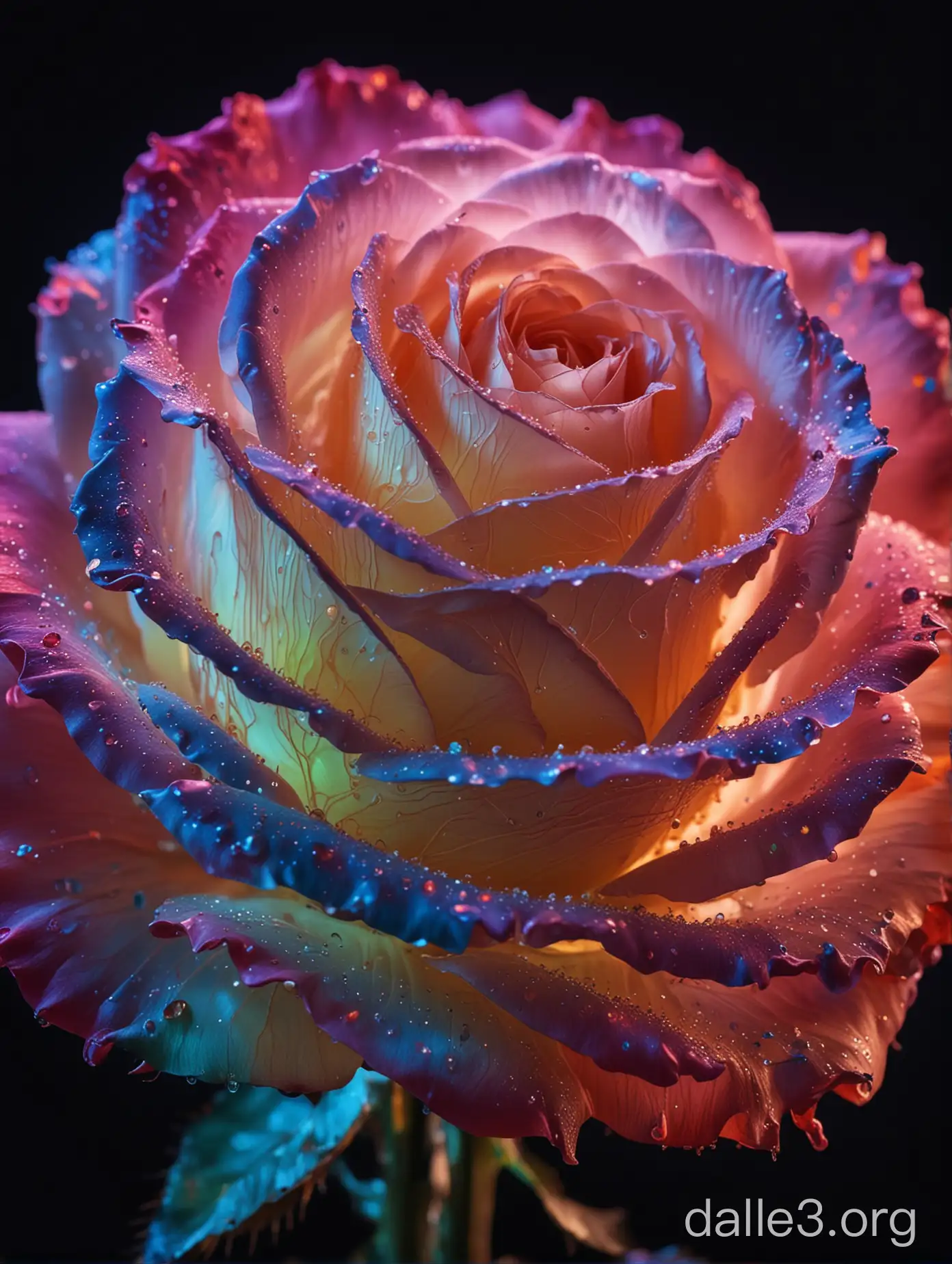 Translucent Neon Rose Surreal Macro Photography by Salvador Dali and ...