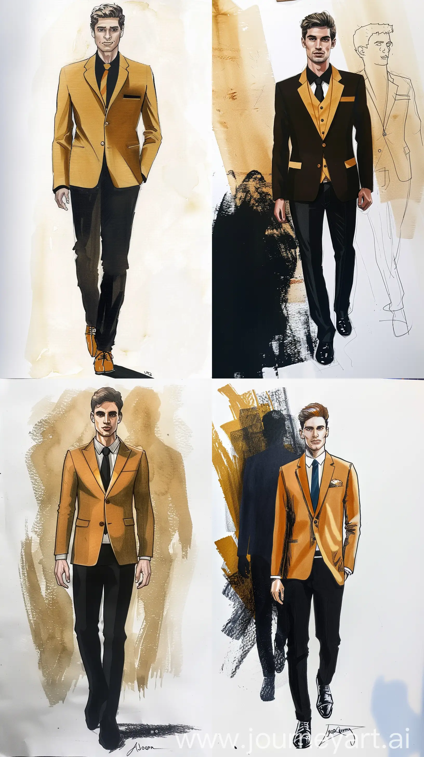 Men fashion sketch inspired by Joseph Auren --ar 9:16

