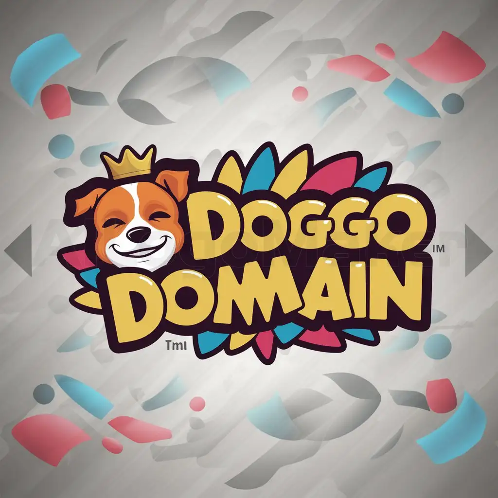 a logo design,with the text "doggo domain", main symbol:a funny dog. creative, colorful,Moderate,clear background