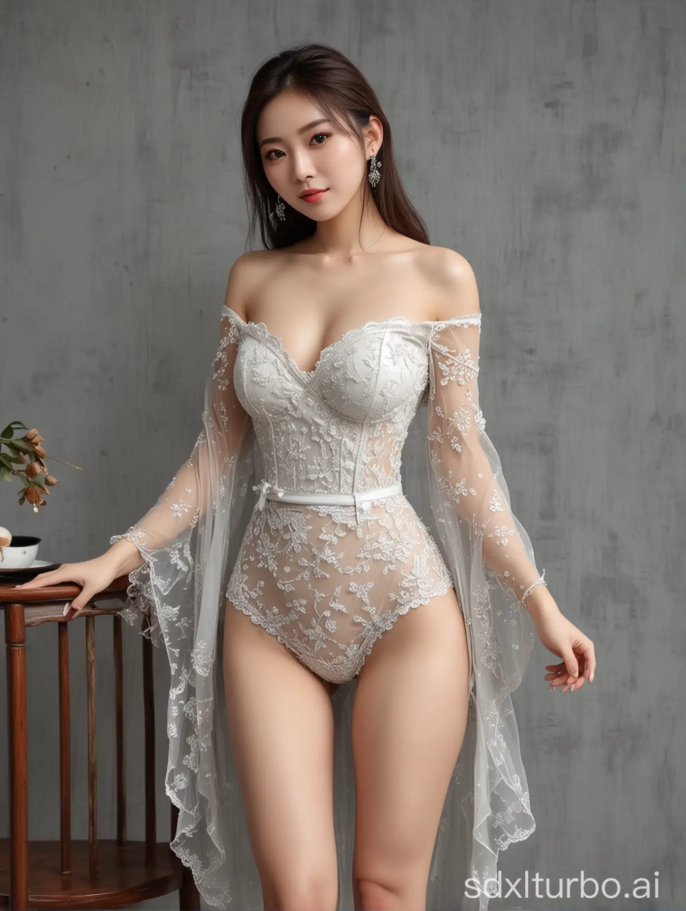 China beautiful woman, full body photo, far look beautiful, sexy and generous