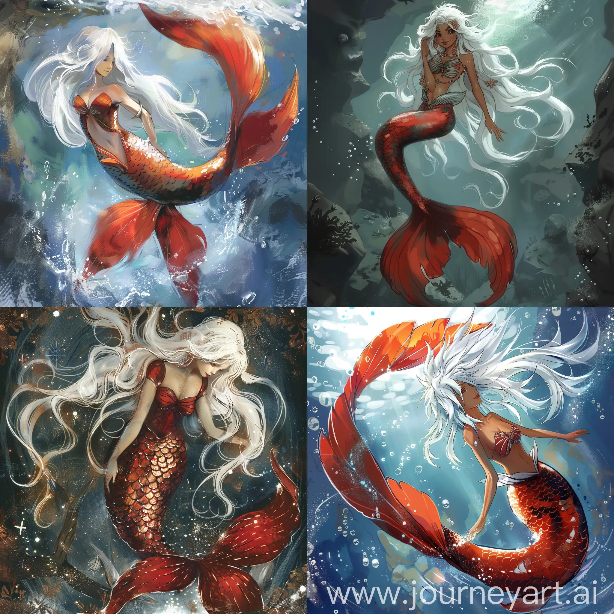 Enchanting-Mermaid-with-White-Hair-and-a-Big-Red-Tail