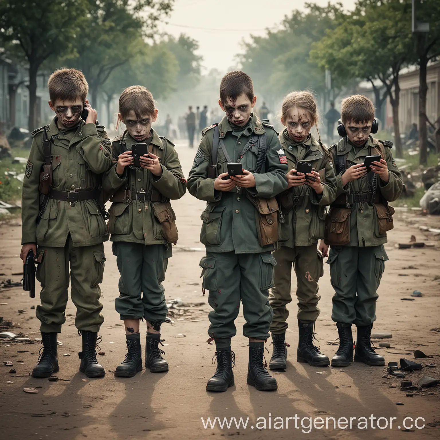 Children-Zombie-Soldiers-with-Phones