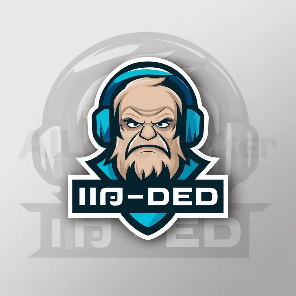 a logo design,with the text "i_Дед", main symbol:Grandpa in gaming headphones,Moderate,be used in Internet industry,clear background