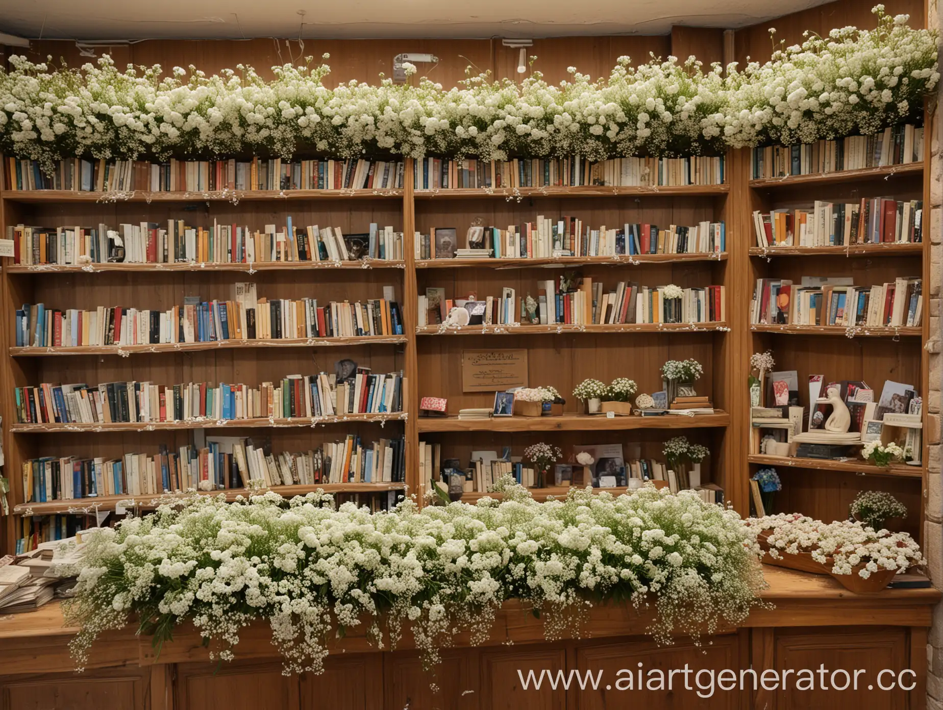Cozy-Bookstore-Decorated-with-Gypsophila-and-Atir-Flowers