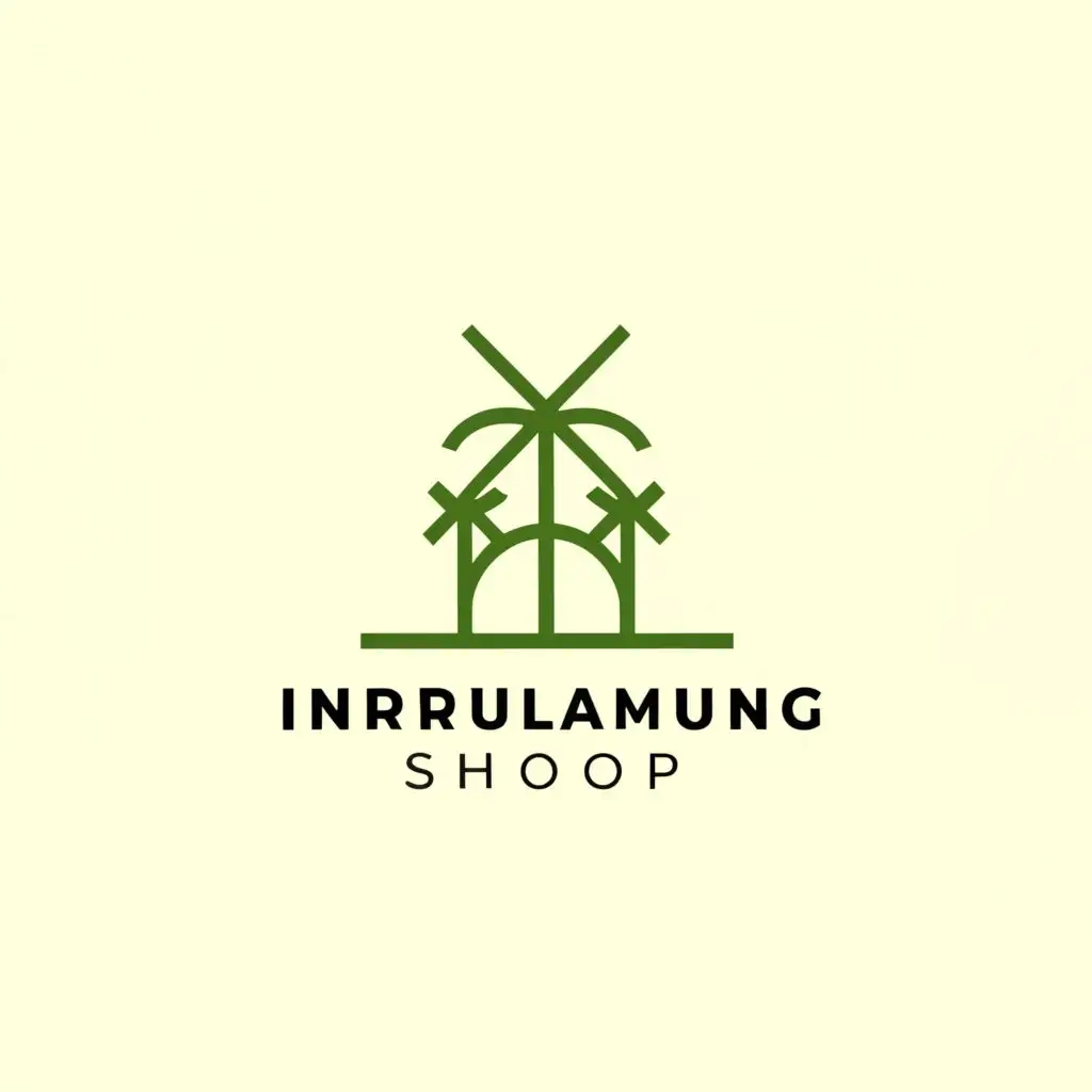a logo design,with the text "Inrulamung shop", main symbol:Sales logo written with inrulamung shop combined with sugar palm trees,Minimalistic,be used in Education industry,clear background