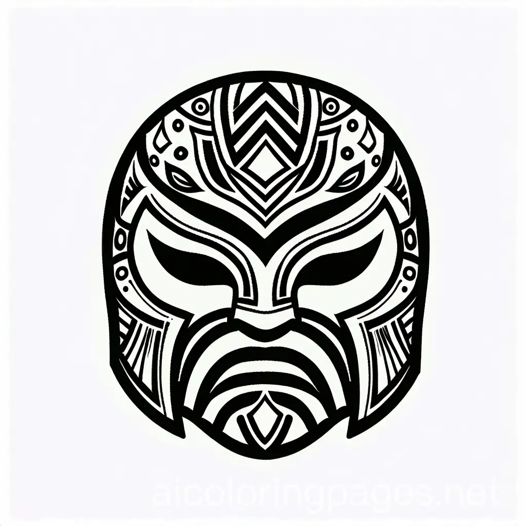 luchador wrestling mask, Coloring Page, black and white, line art, white background, Simplicity, Ample White Space
