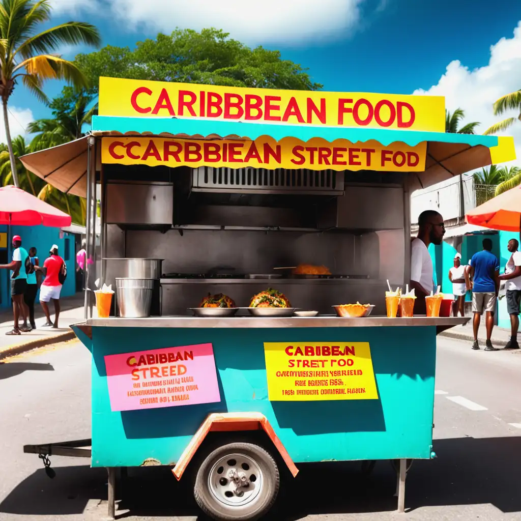 Vibrant Caribbean Street Food Market Scene