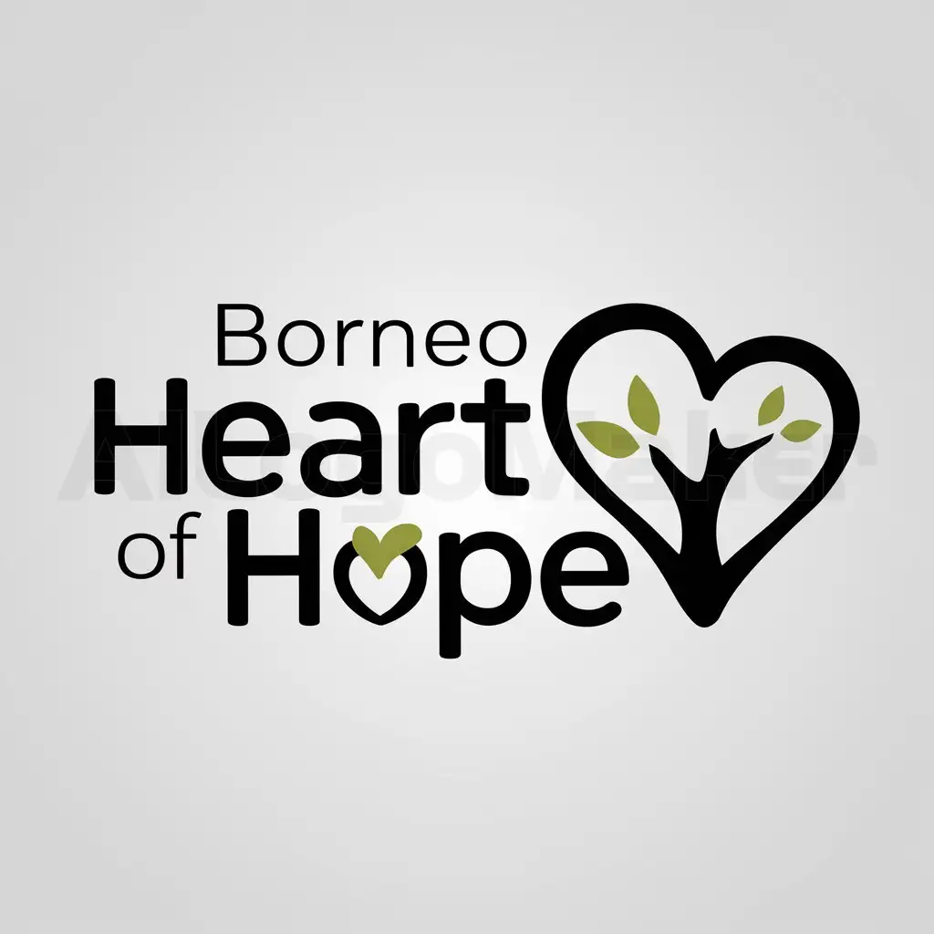 a logo design,with the text "Borneo Heart of Hope", main symbol:charity,Moderate,be used in charity industry,clear background