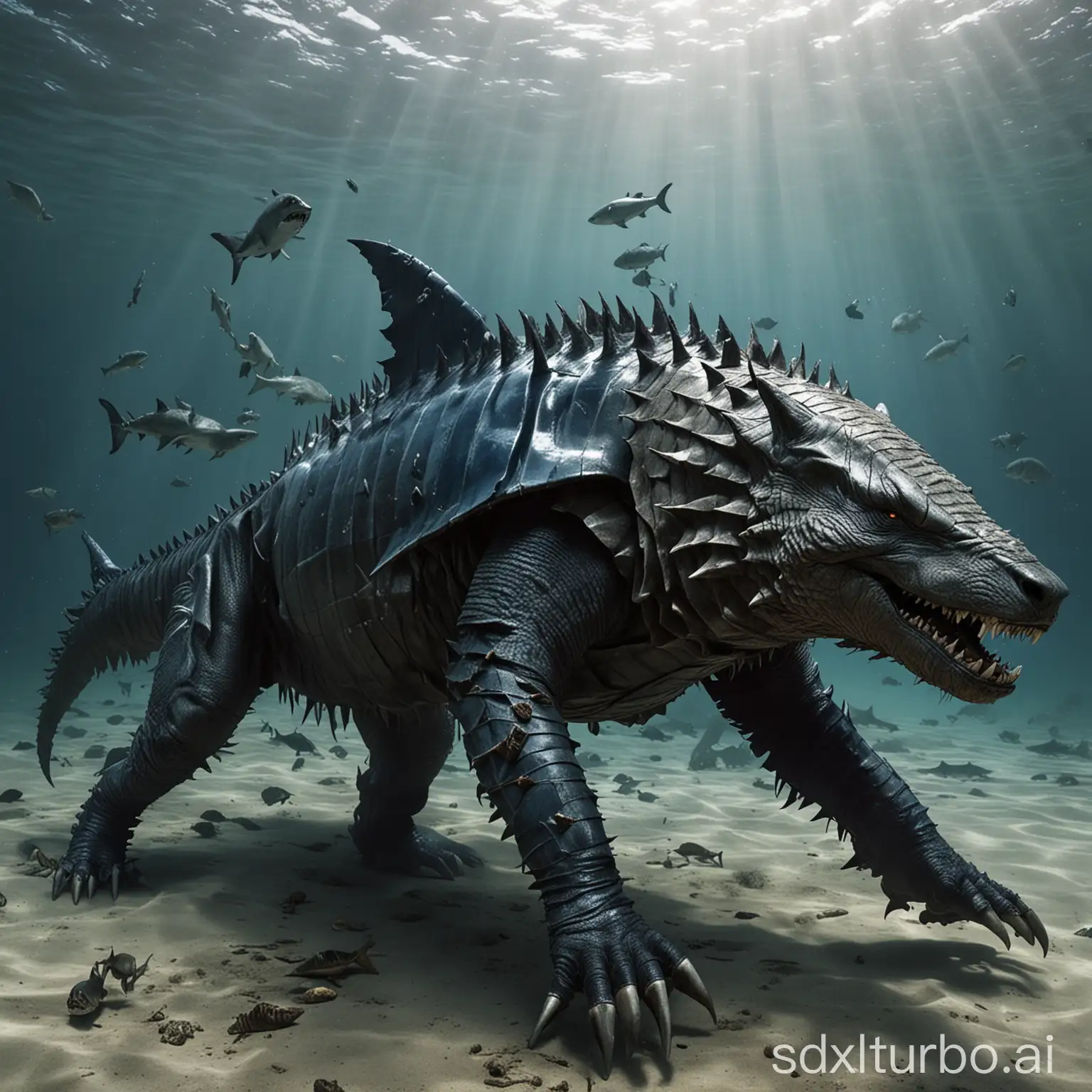 Underwater-Battle-Armored-Wolf-with-Sharklike-Features