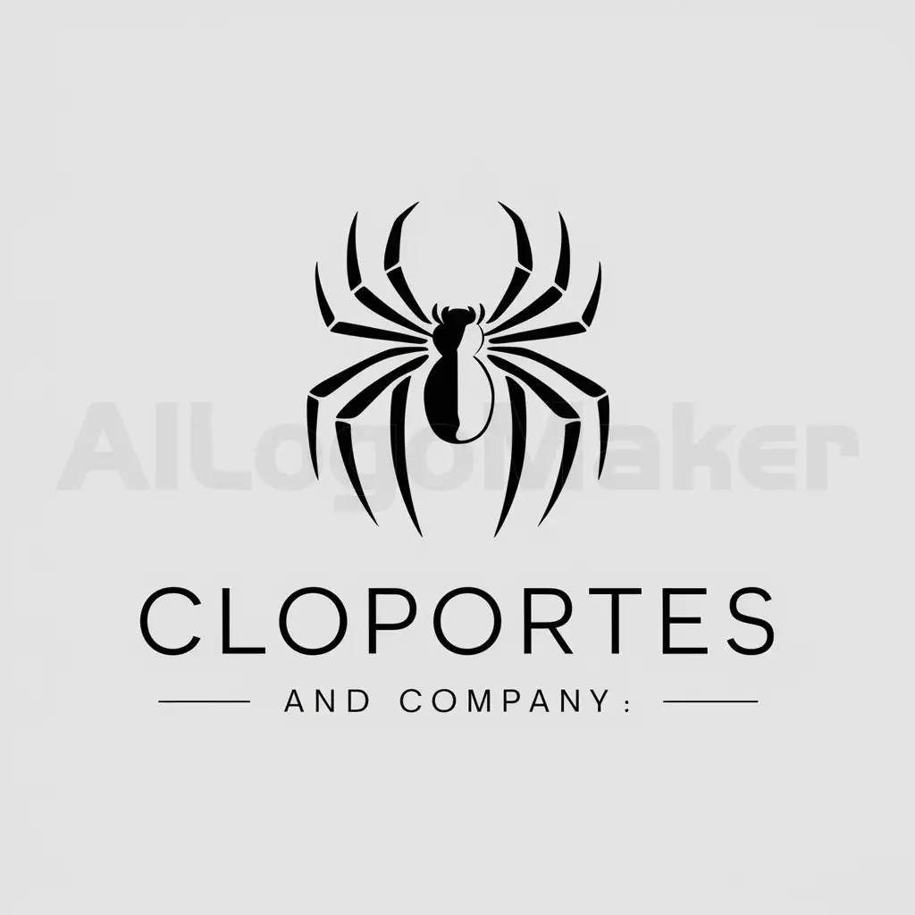 a logo design,with the text "Cloportes and company", main symbol:Dessin Phidippus regius noir et blanc,Minimalistic,clear background