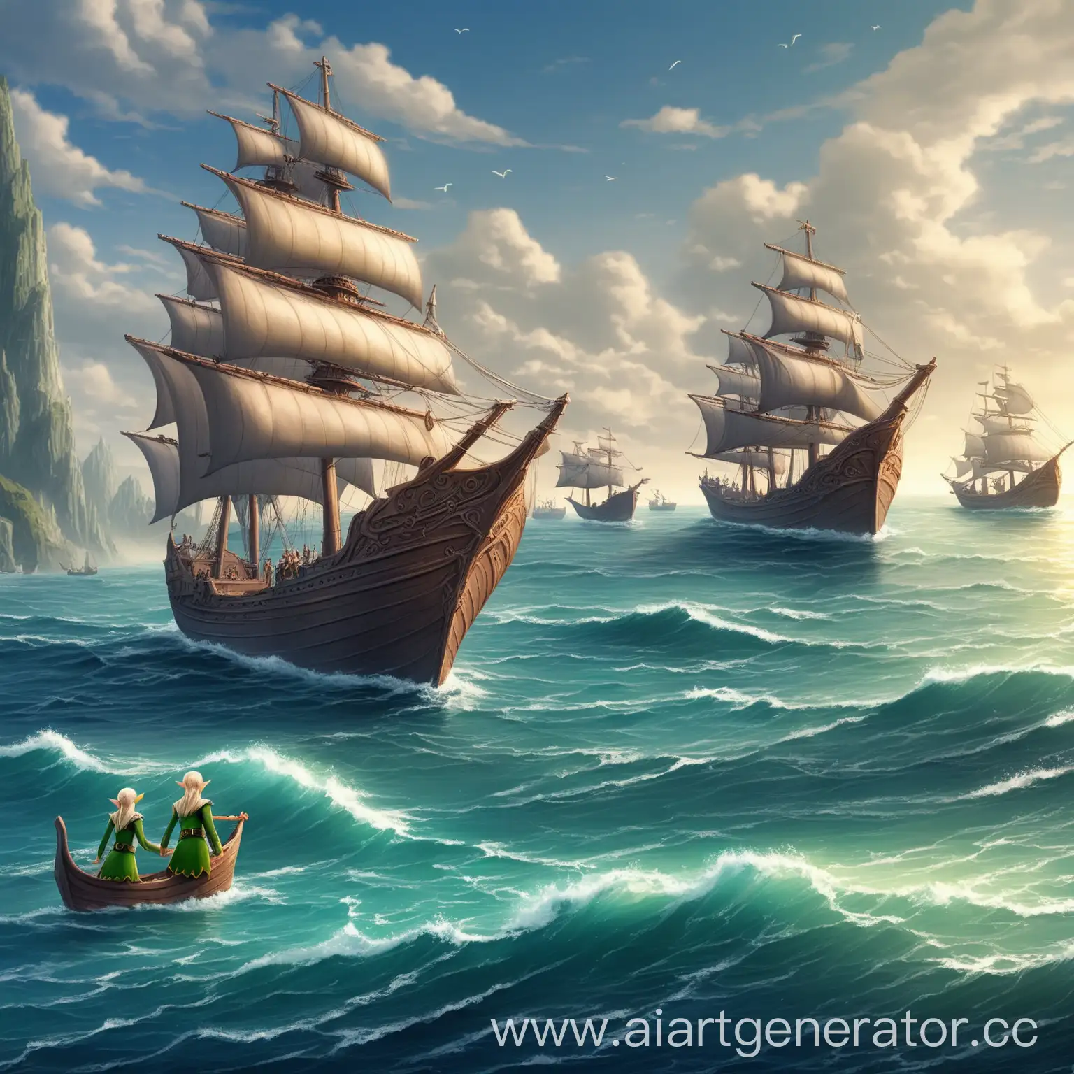 Elves-Sailing-Ships-on-the-Ocean