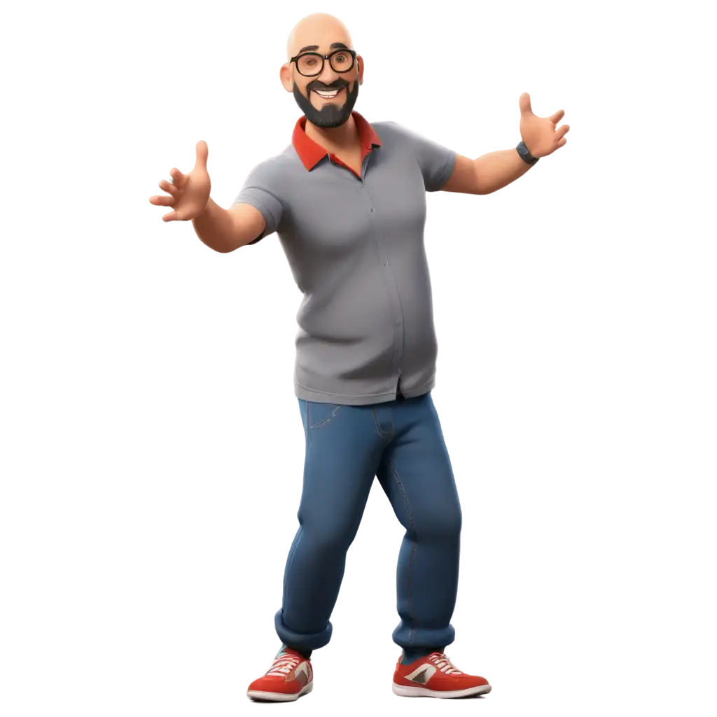 47YearOld-Bald-Man-with-Disney-Pixar-Style-Dancing-PNG-Image-Expressive-Character-Illustration