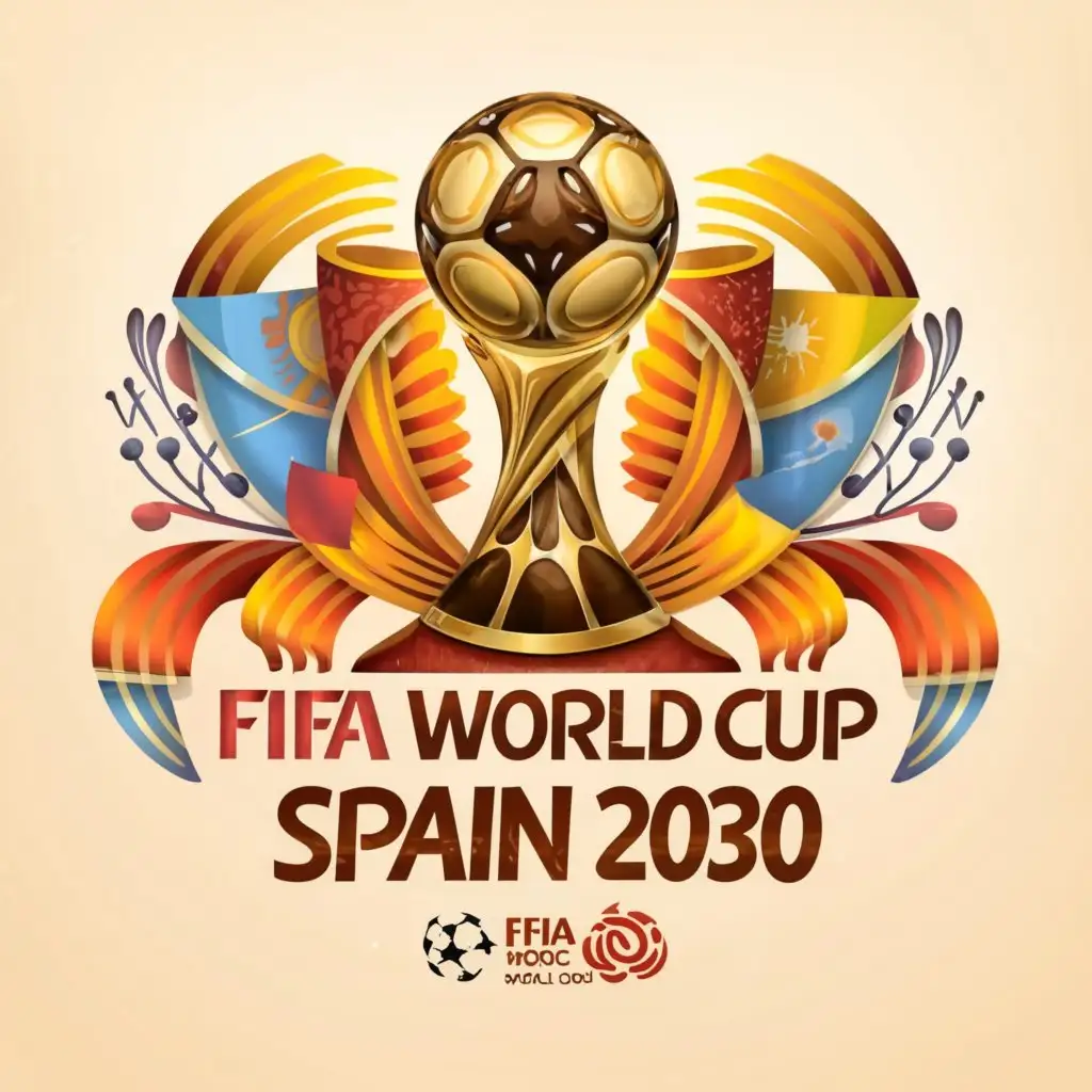 a logo design,with the text 'Fifa world cup spain 2030', main symbol:Spain flag Football ,complex,clear background 