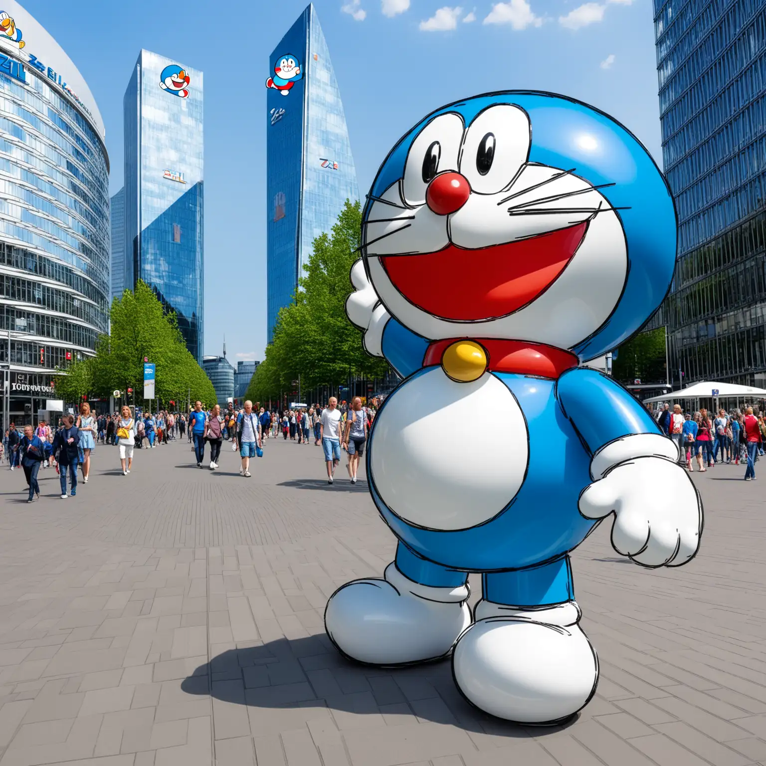 Doraemon Strolling on Zeil Frankfurt Animated Adventure