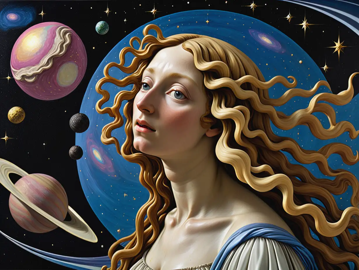 Cosmic Void Emergence Botticelli Style Artwork