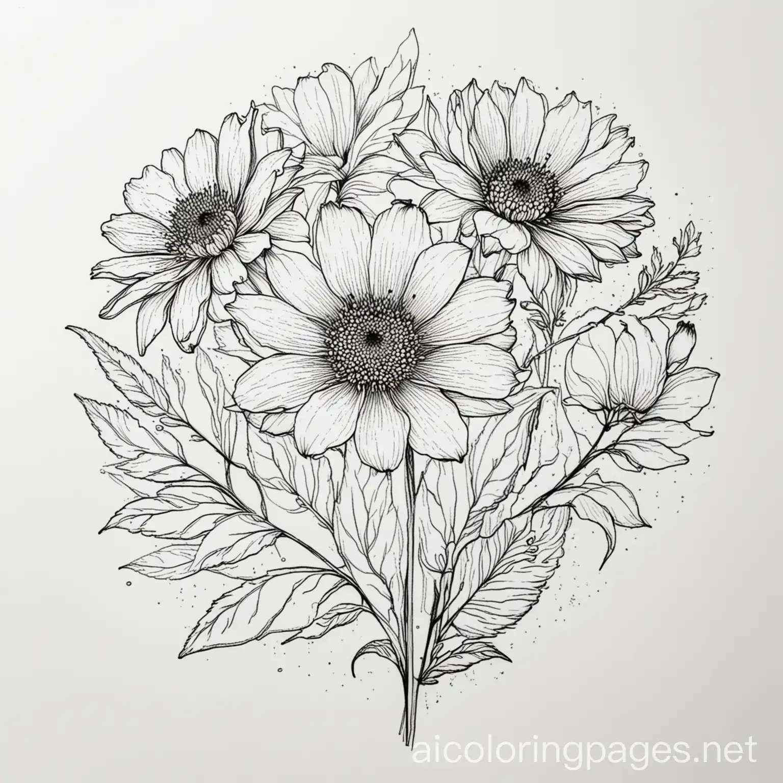 Monochrome-Coloring-Page-of-Flowers-with-Ample-White-Space