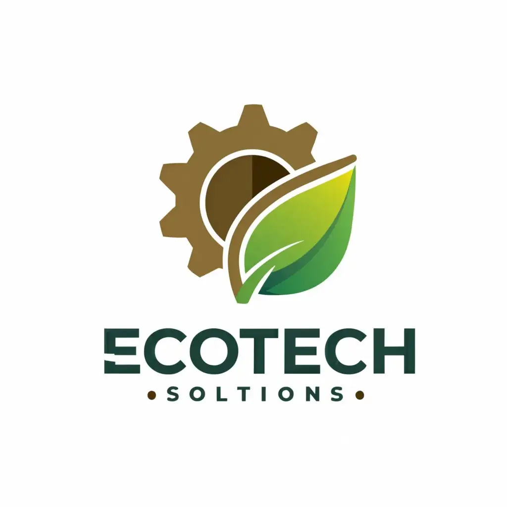 a logo design,with the text "EcoTech Solutions", main symbol:EcoTech Solutions: A logo combining a leaf and a gear, representing the company's focus on sustainable technology and environmental solutions.,Moderate,clear background