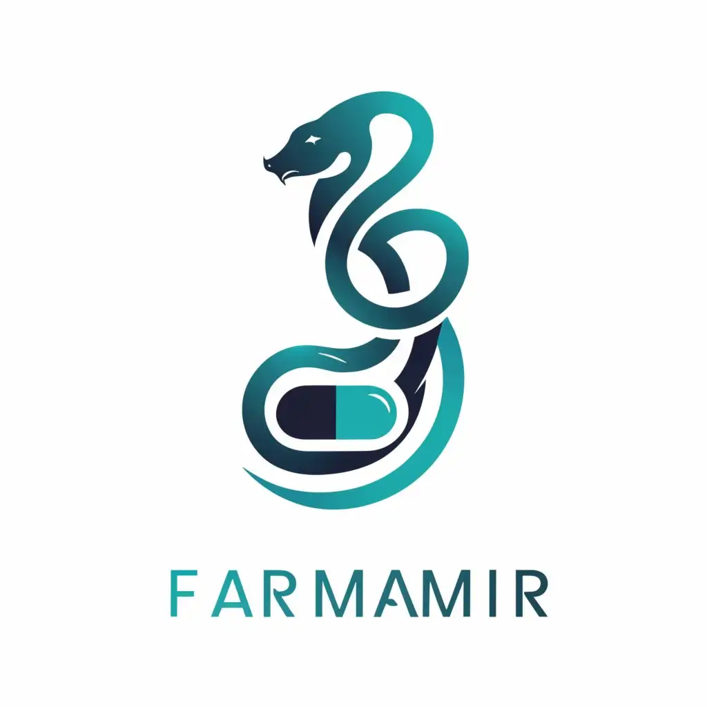 a logo design,with the text "FARMAMIR", main symbol:pill snake,Moderate,clear background