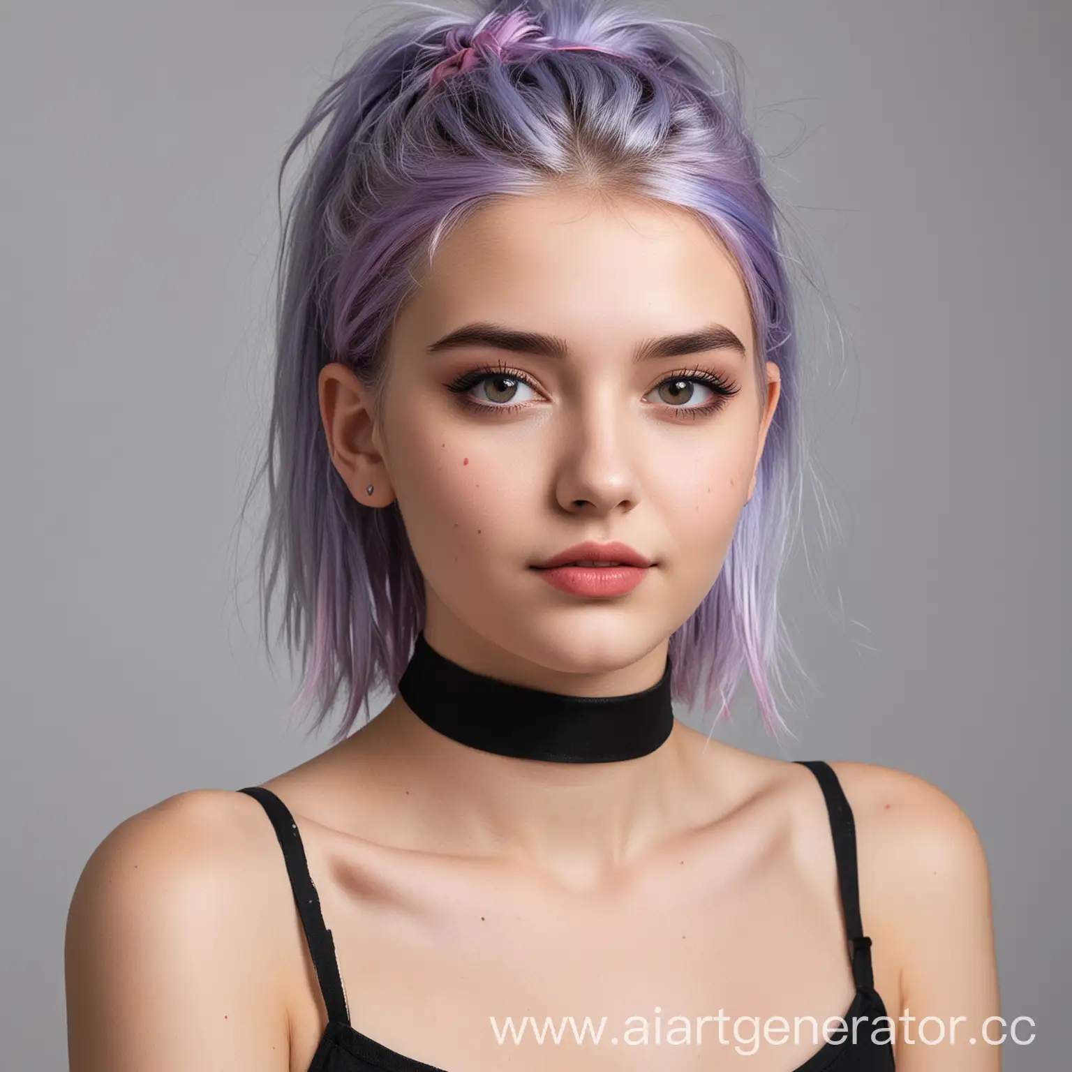 Young-Woman-with-Vibrantly-Painted-Hair-and-Choker-Necklace