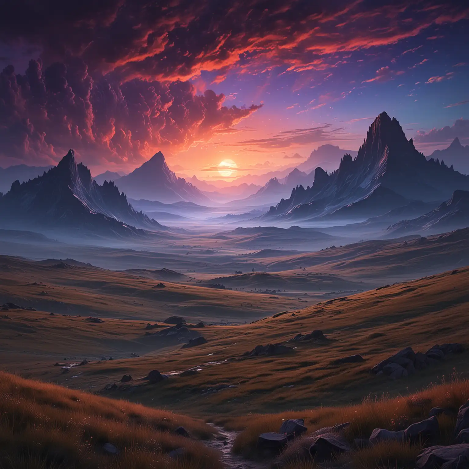 Mysterious-Color-Sky-Over-Mountainous-Plains