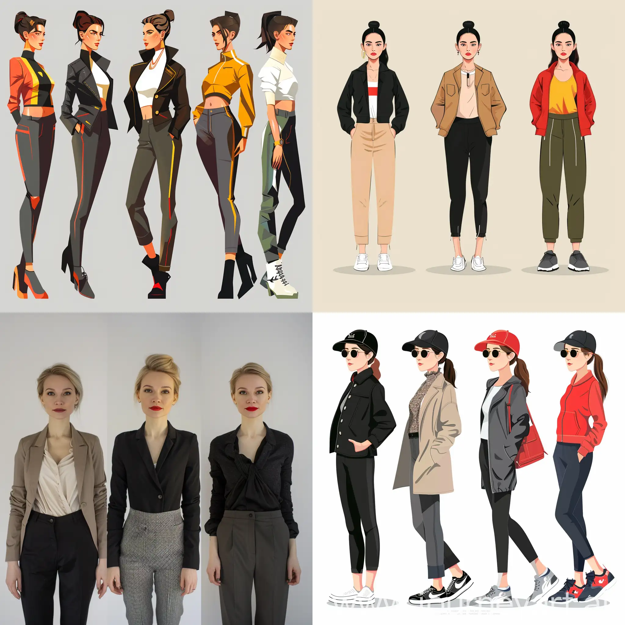 Woman-in-Various-Styles-Business-Evening-AvantGarde-Sporty