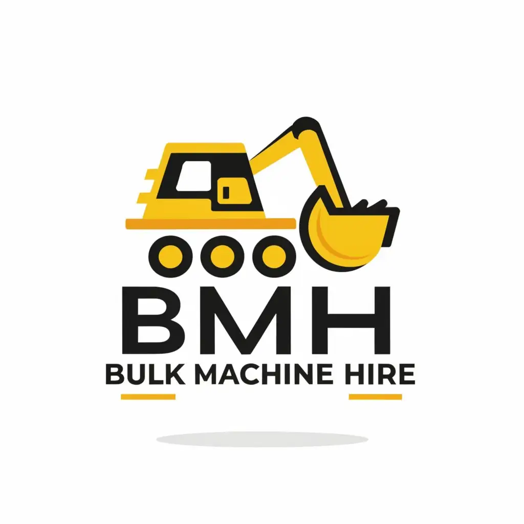 a logo design,with the text "BMH bulk machine hire", main symbol:construction vehicle,Moderate,clear background