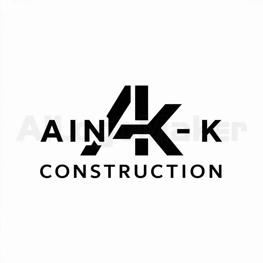 a logo design,with the text "Ain-K", main symbol:AK,Minimalistic,be used in Construction industry,clear background