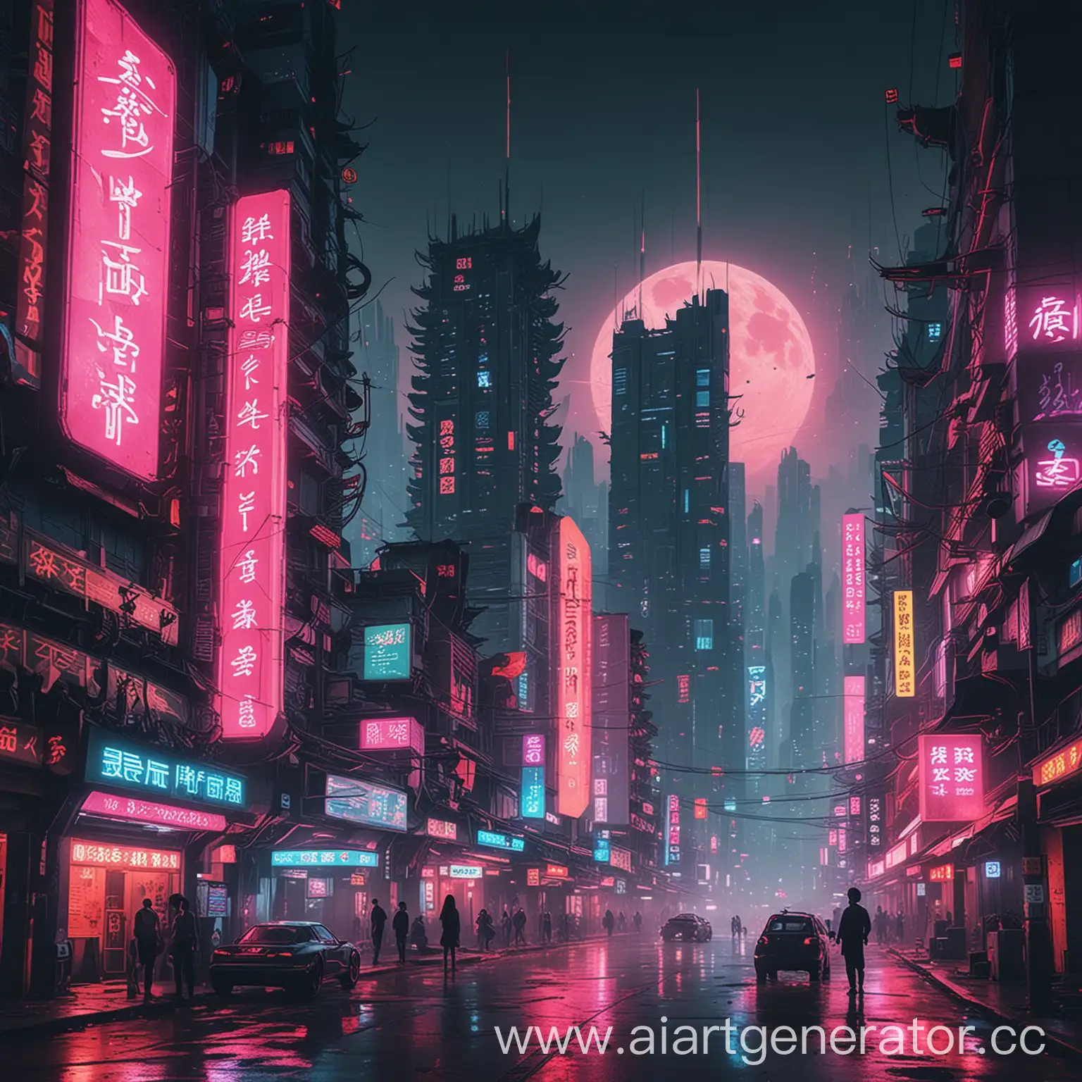 Азиатский город будущего неон киберпанк