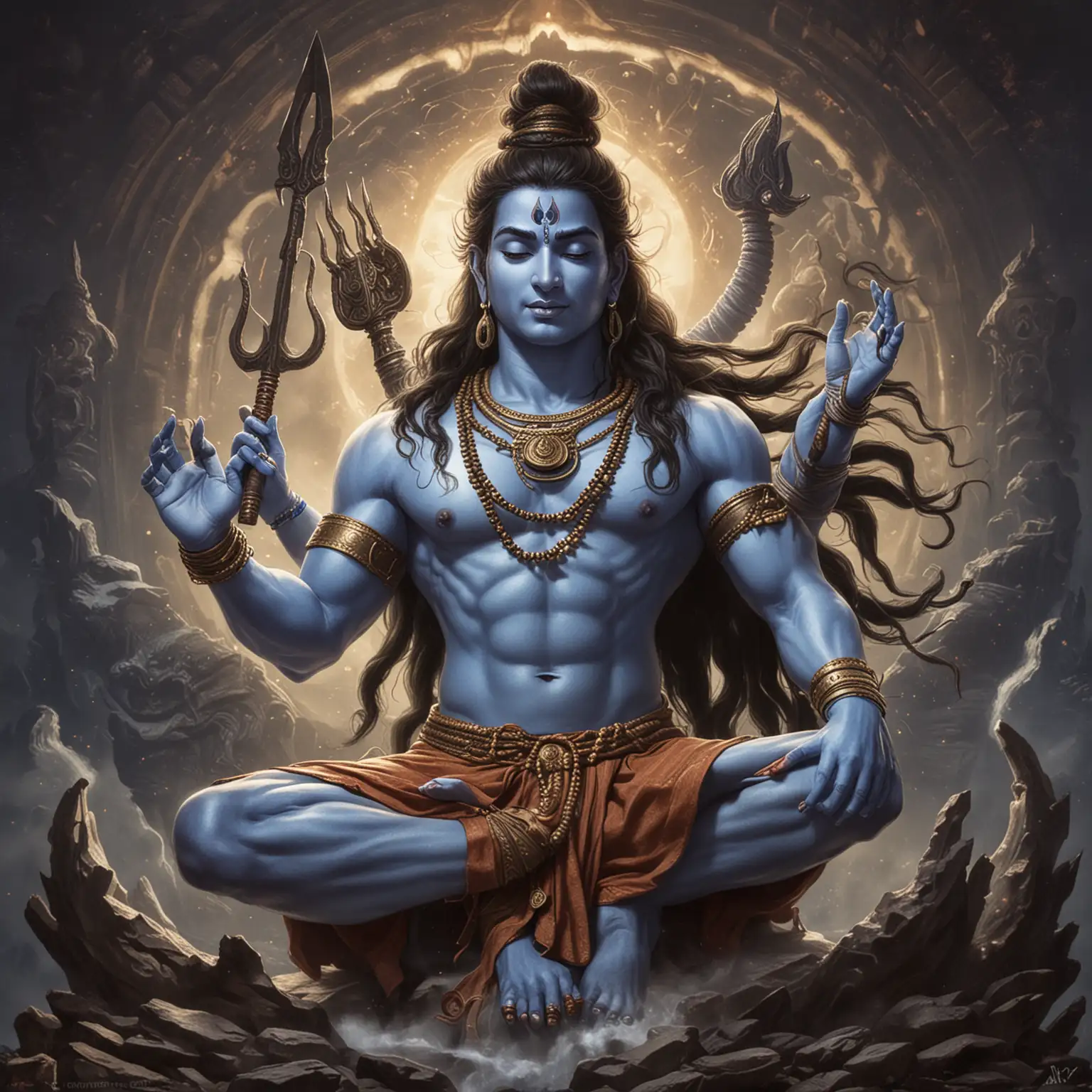 Shiva Hindu Deity Meditating in Cosmic Serenity